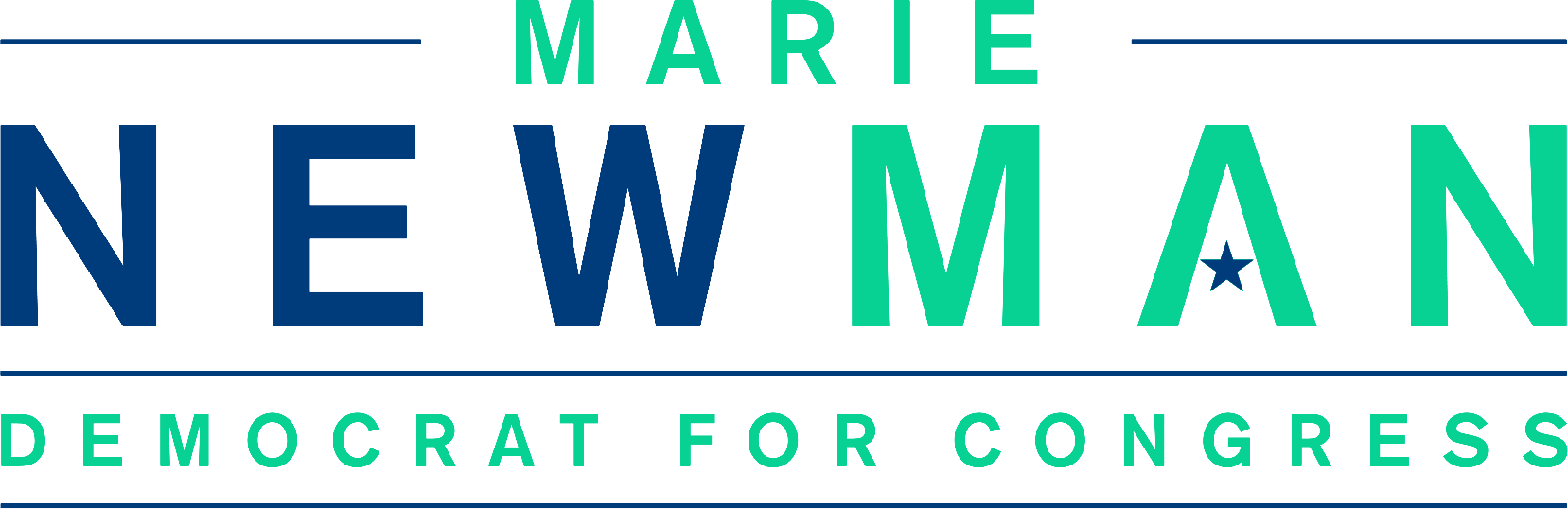 Close-up of a sign with the word 'NEW' in large blue letters on a teal background, featuring a star icon and decorative lines.