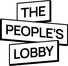 Sign reading 'The People's Lobby' with black text on white backgrounds
