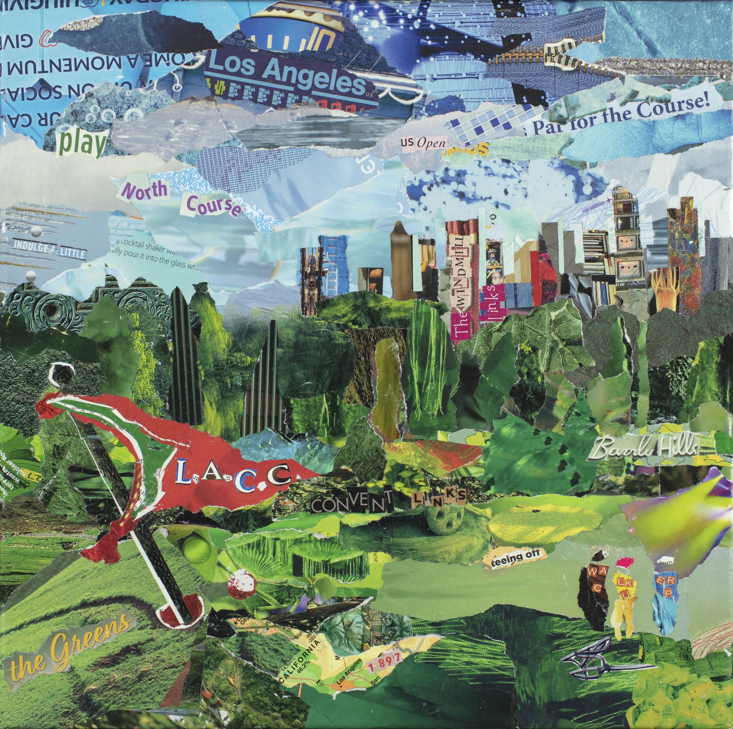 "LACC", mixed media collage 24 x 24 inches, // created for private collection