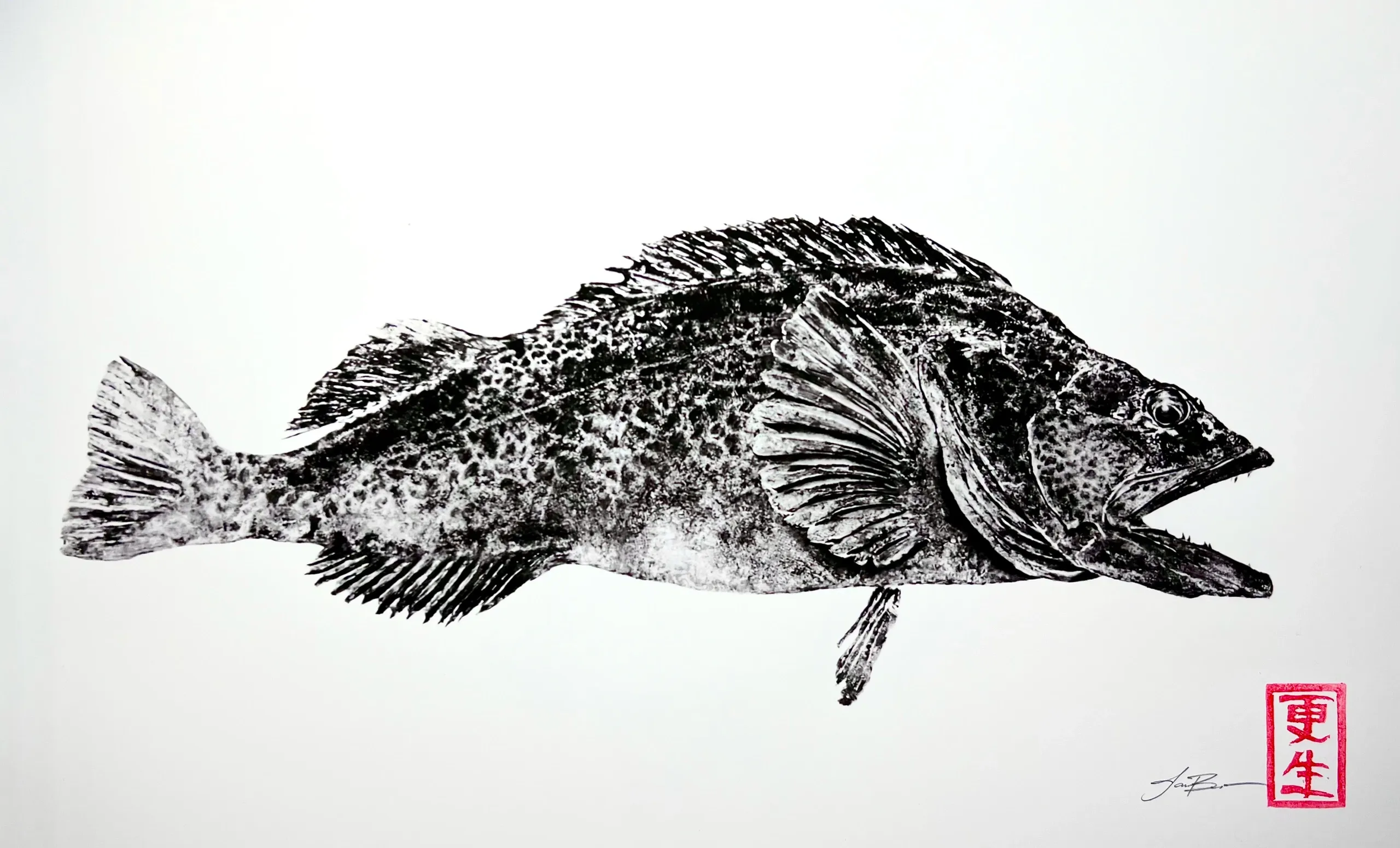 Gyotaku Fish Print by Jason Bero