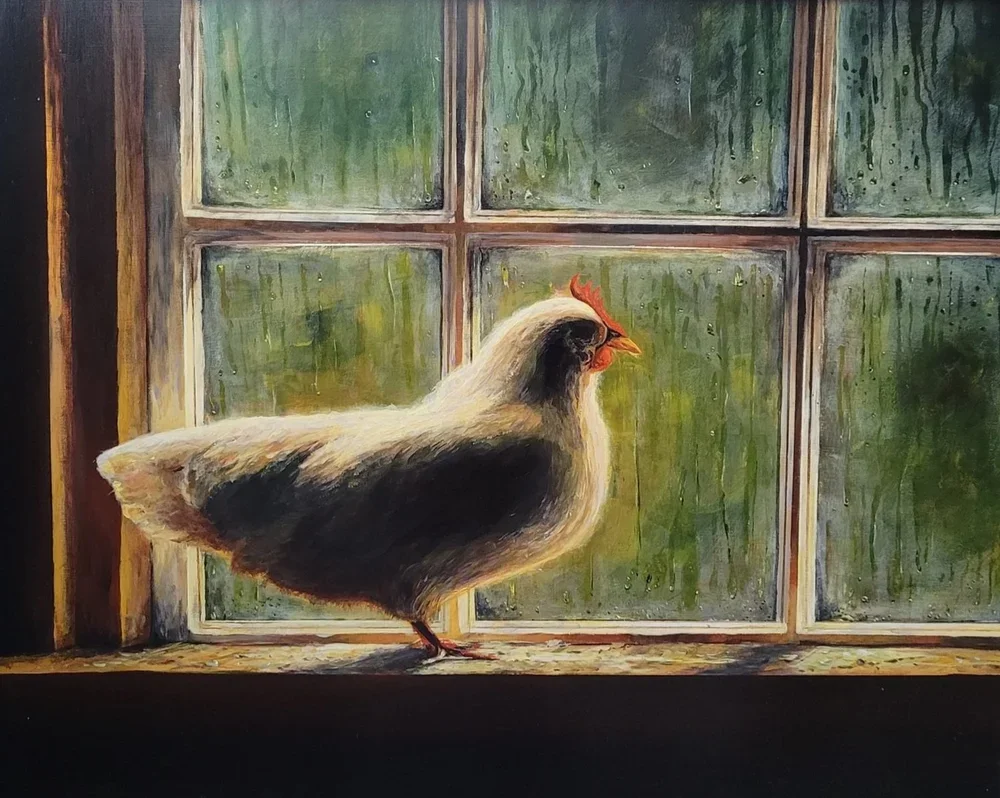 Tilly the Chicken Acrylic Painting by Stephanie Vanderpol