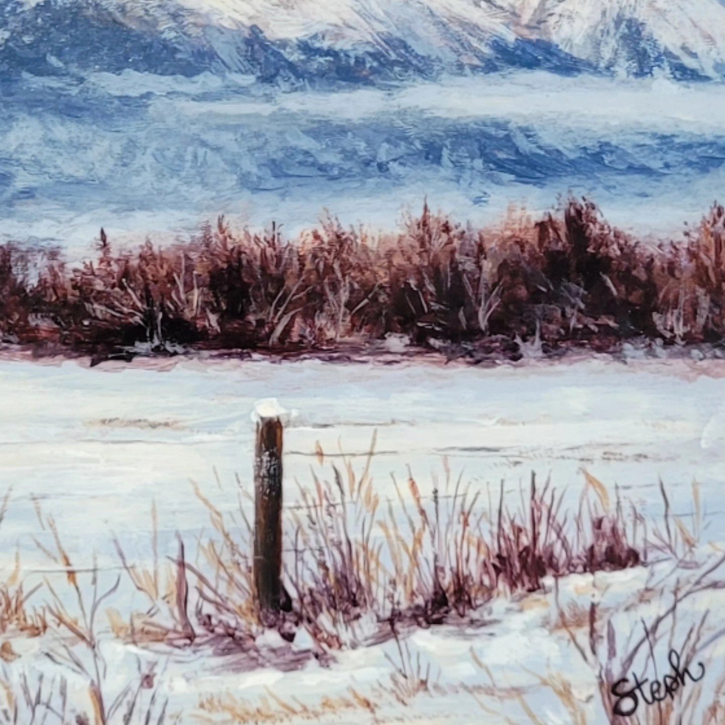 Close up of hudson bay mountain from upper viewmount road acyrlic painting by stephanie vanderpol.jpg