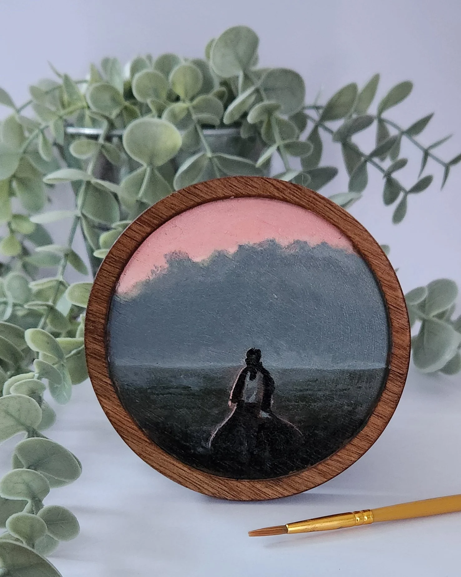 Mr darcy walking through field mini painting 1