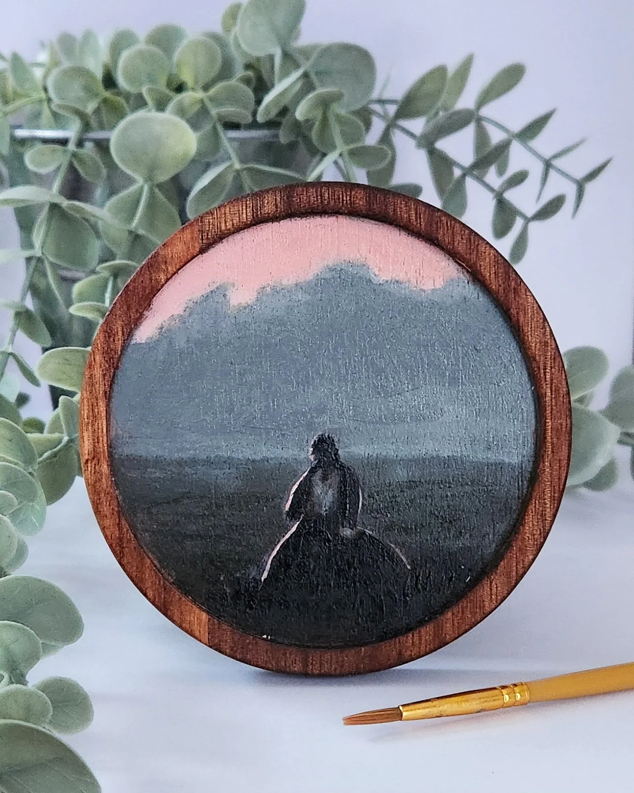 mr darcy walking through field mini painting 2