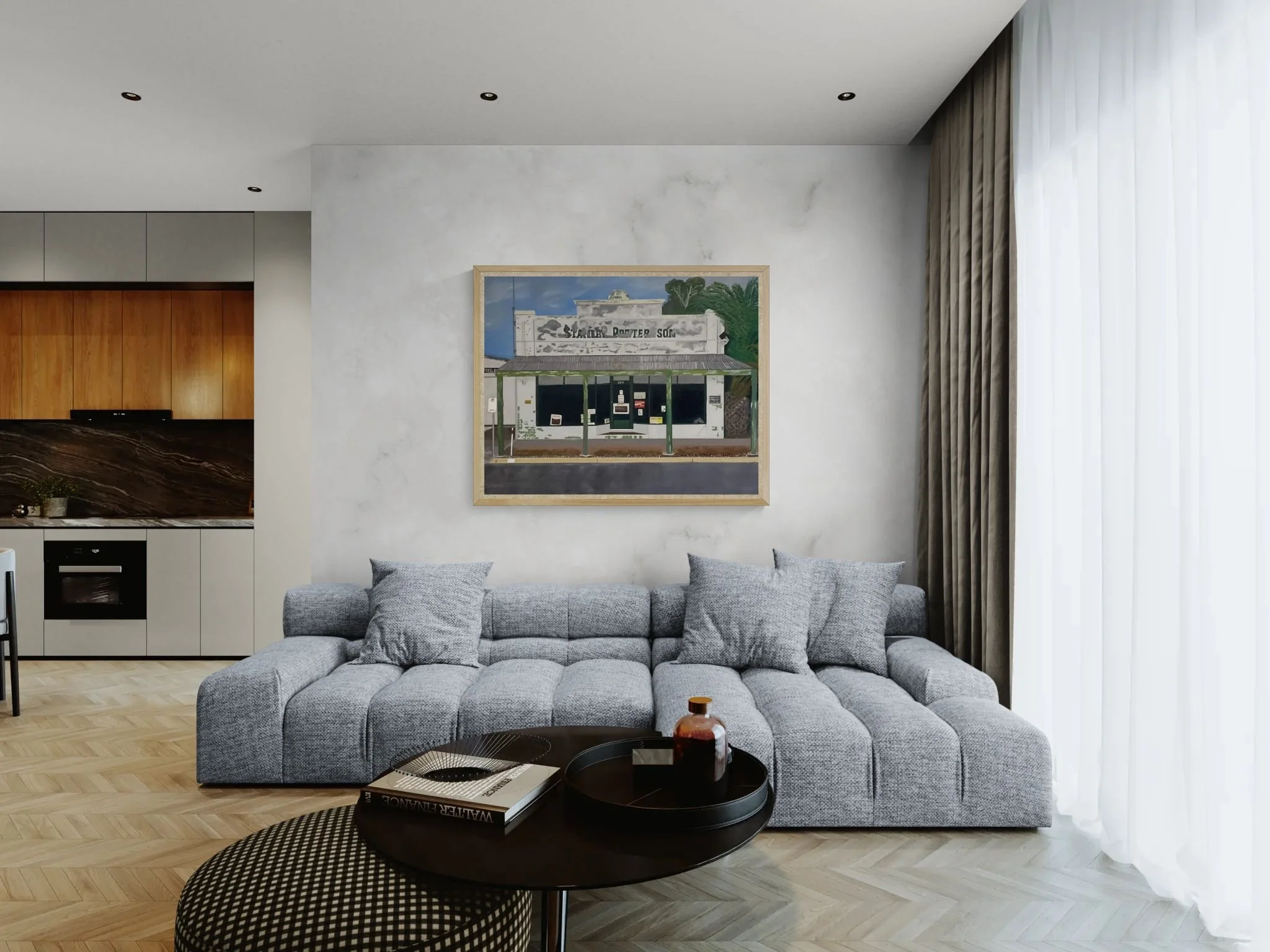 Modern living room with a view towards the kitchen.jpeg