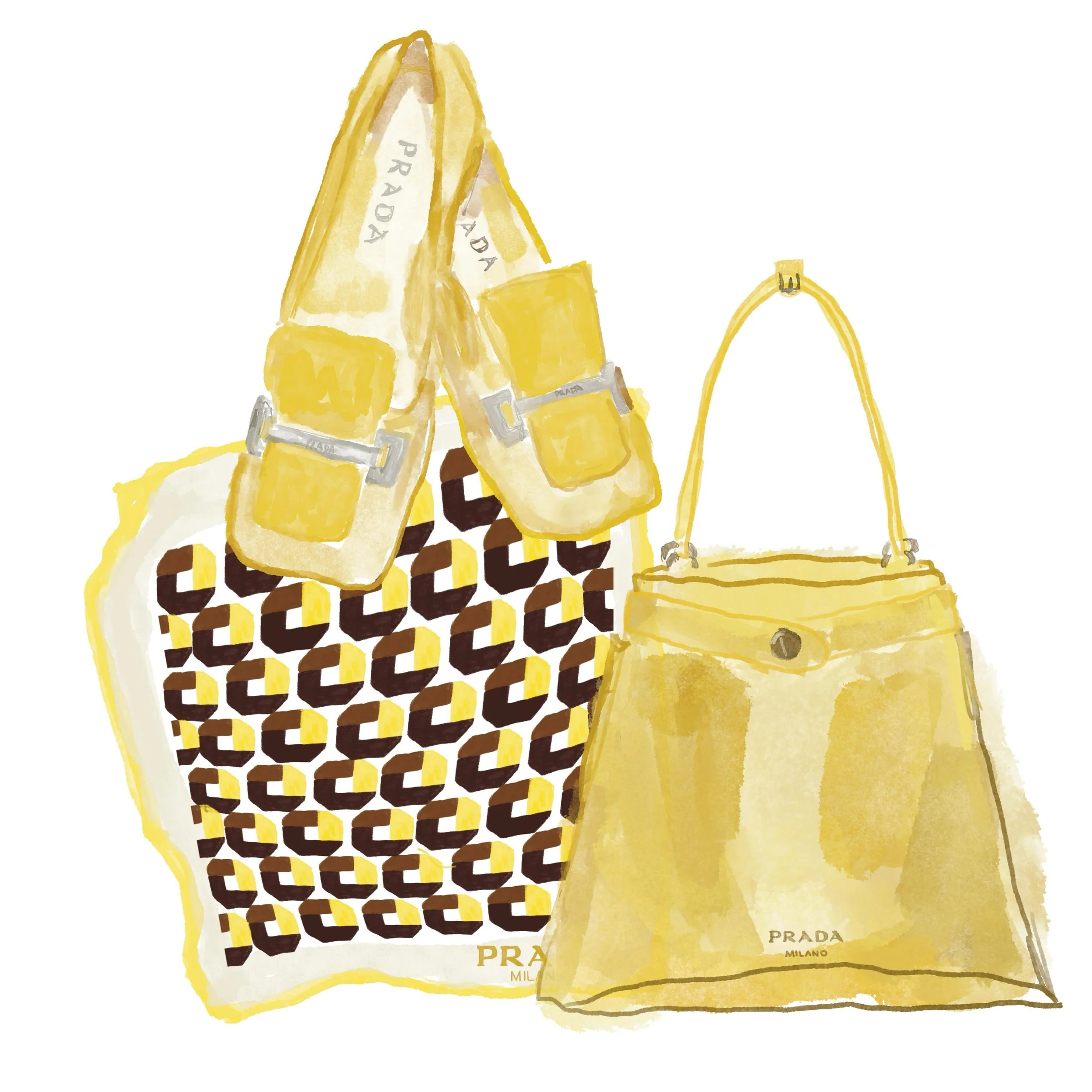 It&rsquo;s a sunshiney Grand Final Sunday ☀️ in Melbourne / I&rsquo;m channeling sunny yellow vibes today.
@prada current collection with
vintage @hollidayandbrown silk scarf for Prada made in Como Italy, the home of silk and stunning scenery 💛 @lak