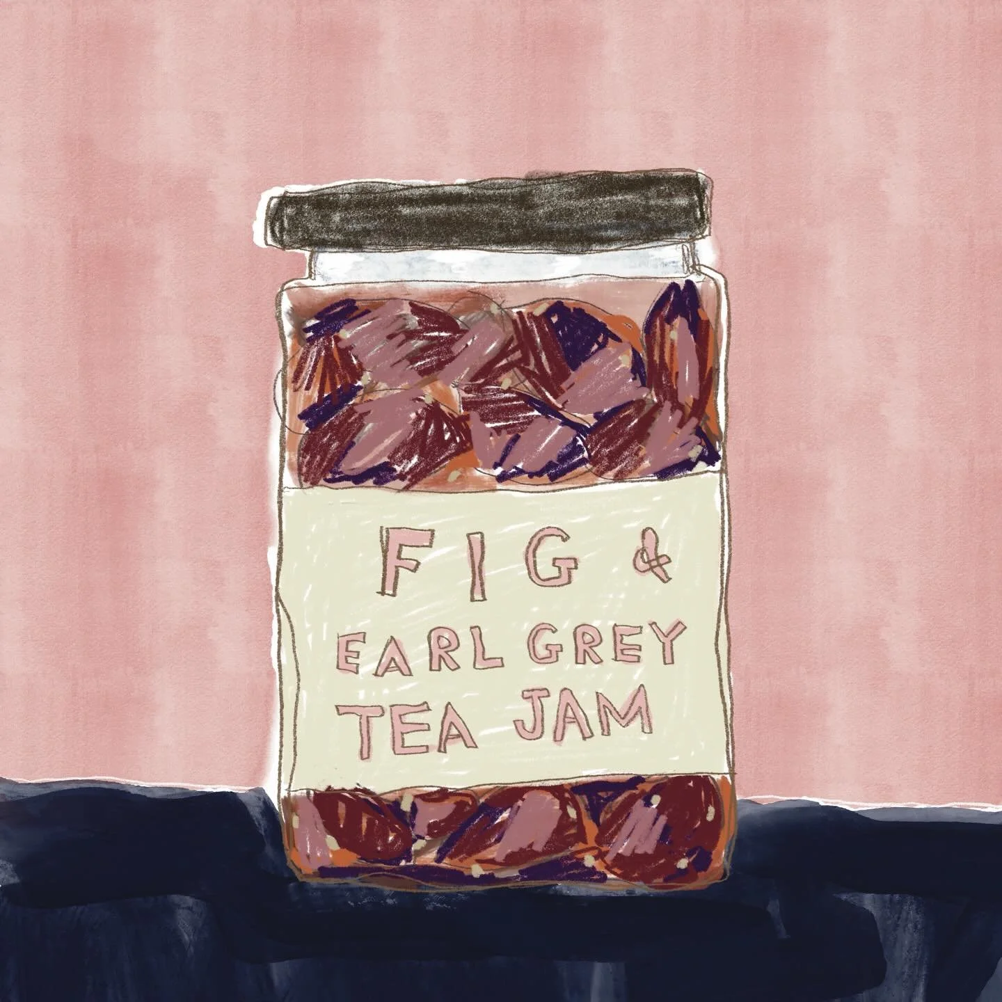 It&rsquo;s fig season! The gorgeous @sarah_bowe has been busy bottling another of her special brews.  Admire her energy and enthusiasm for the simple pleasures in life. &ldquo;Team Bowe&rdquo;are pure ☀️🤍

#drawnbyme 
#homemadejam 
#glasshalffull 
@