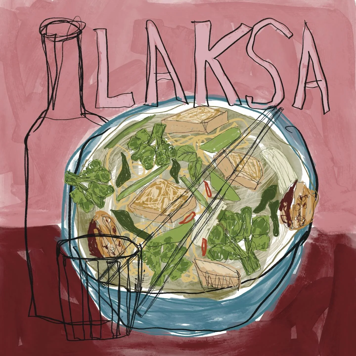 @kayrou128 is the very kind waitress at Ipoh Parade on @highstreetarmadale 🙏 - she also likes my drawings 😁 - this one is for you!
#laksa 
#tofu 
#drawingfood 
#drawnbyme 
@procreate