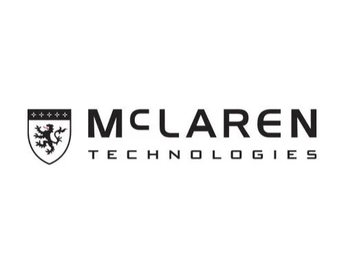 McLaren Technologies logo with a shield and a lion emblem