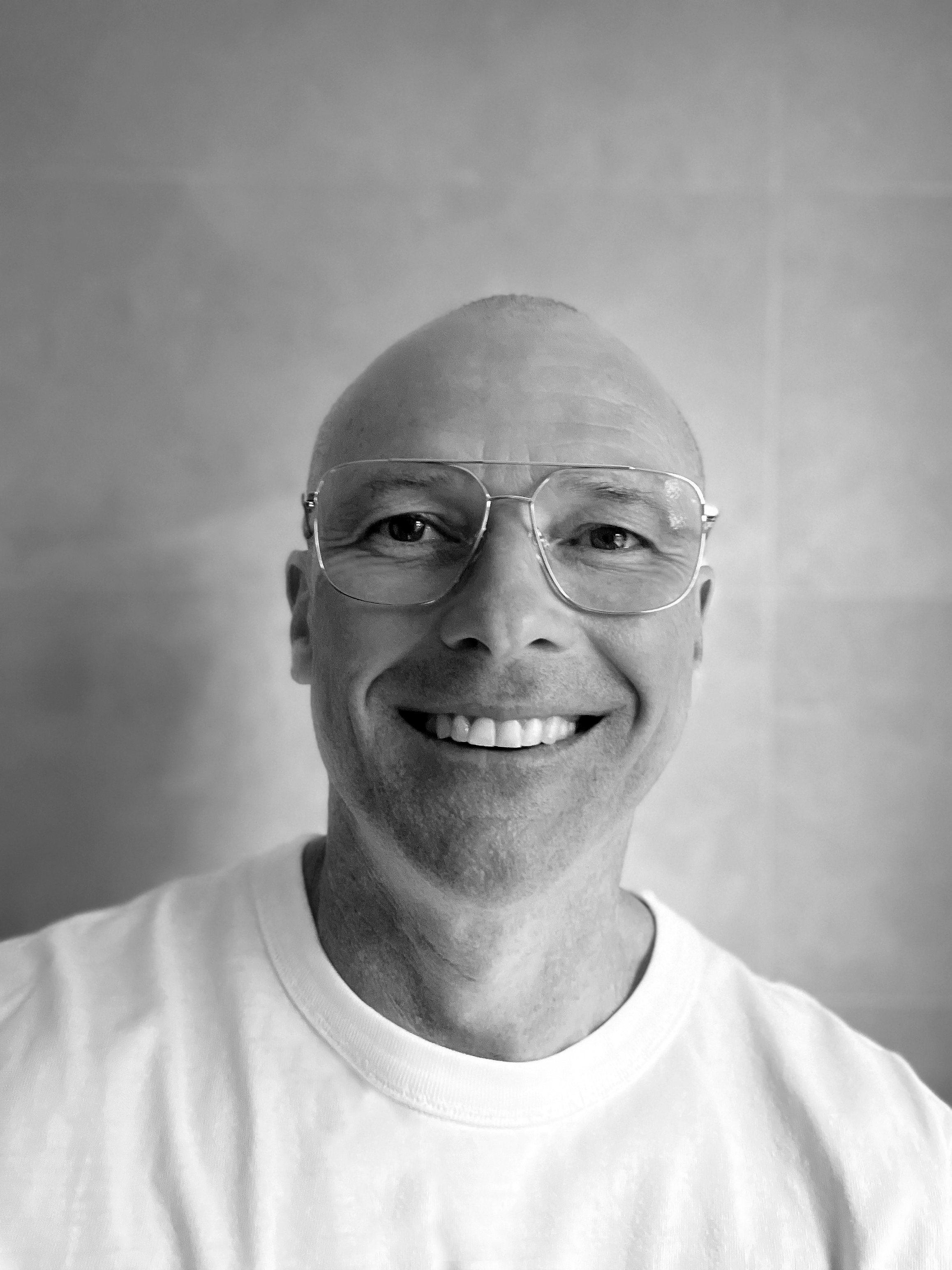 Black and white close-up of Stuart Clarke, Digital Project Manager & Ecommerce Support.