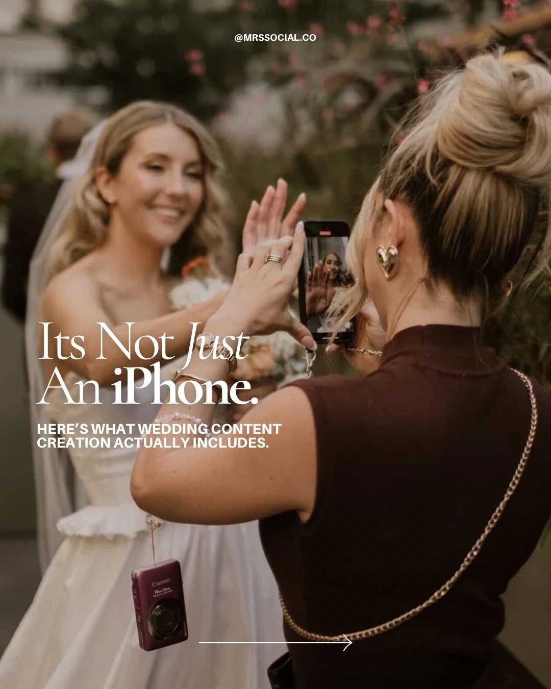 It&rsquo;s not just &ldquo;an iPhone&rdquo;.
Here&rsquo;s exactly what to expect when booking a wedding or event content creator with Mrs.Social🤍

First Slide 📷 @emilieolsonphoto 

#weddingcontentcreator #contentcreator #destinationwedding #montrea