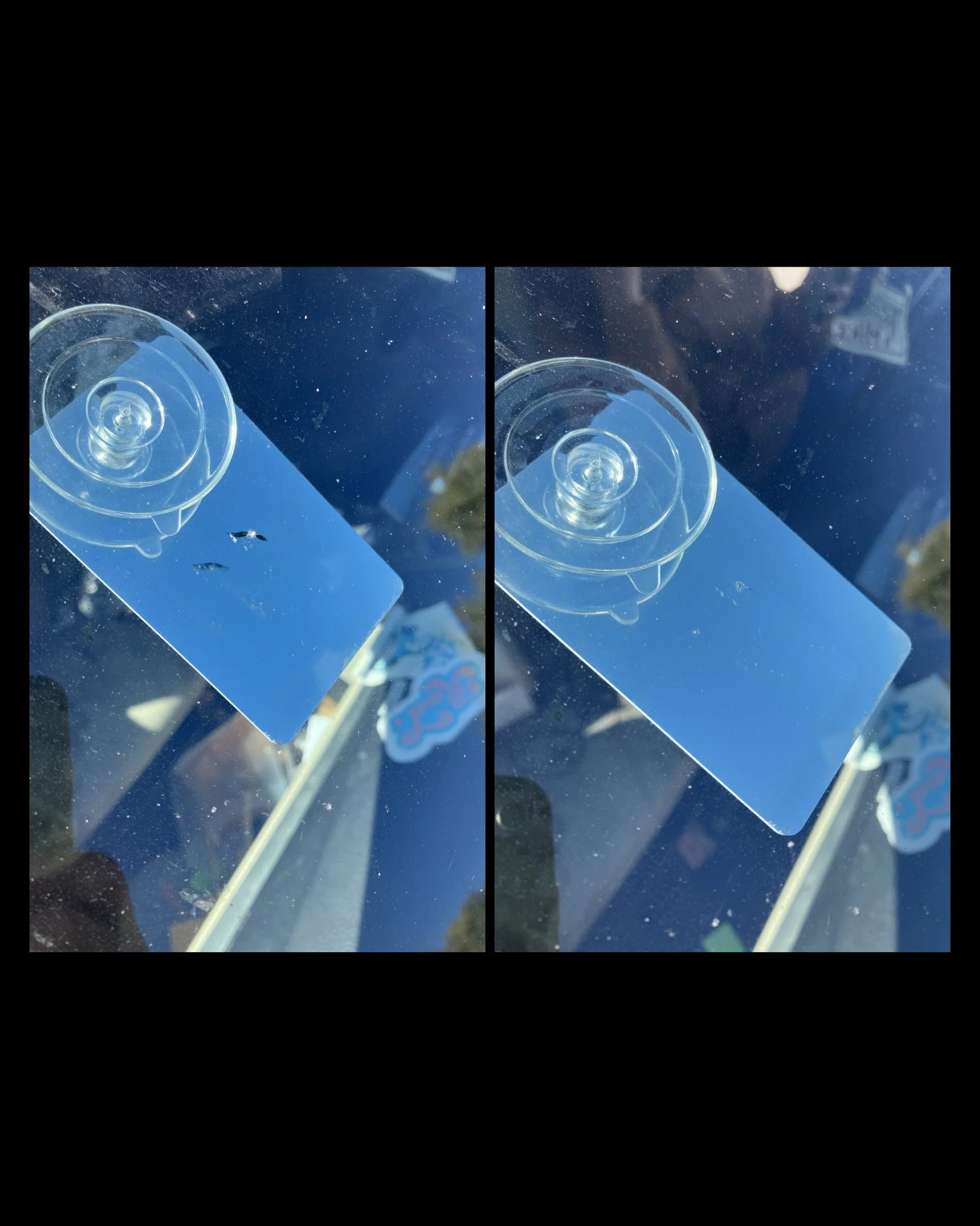 Before and after photo of a windshield repair