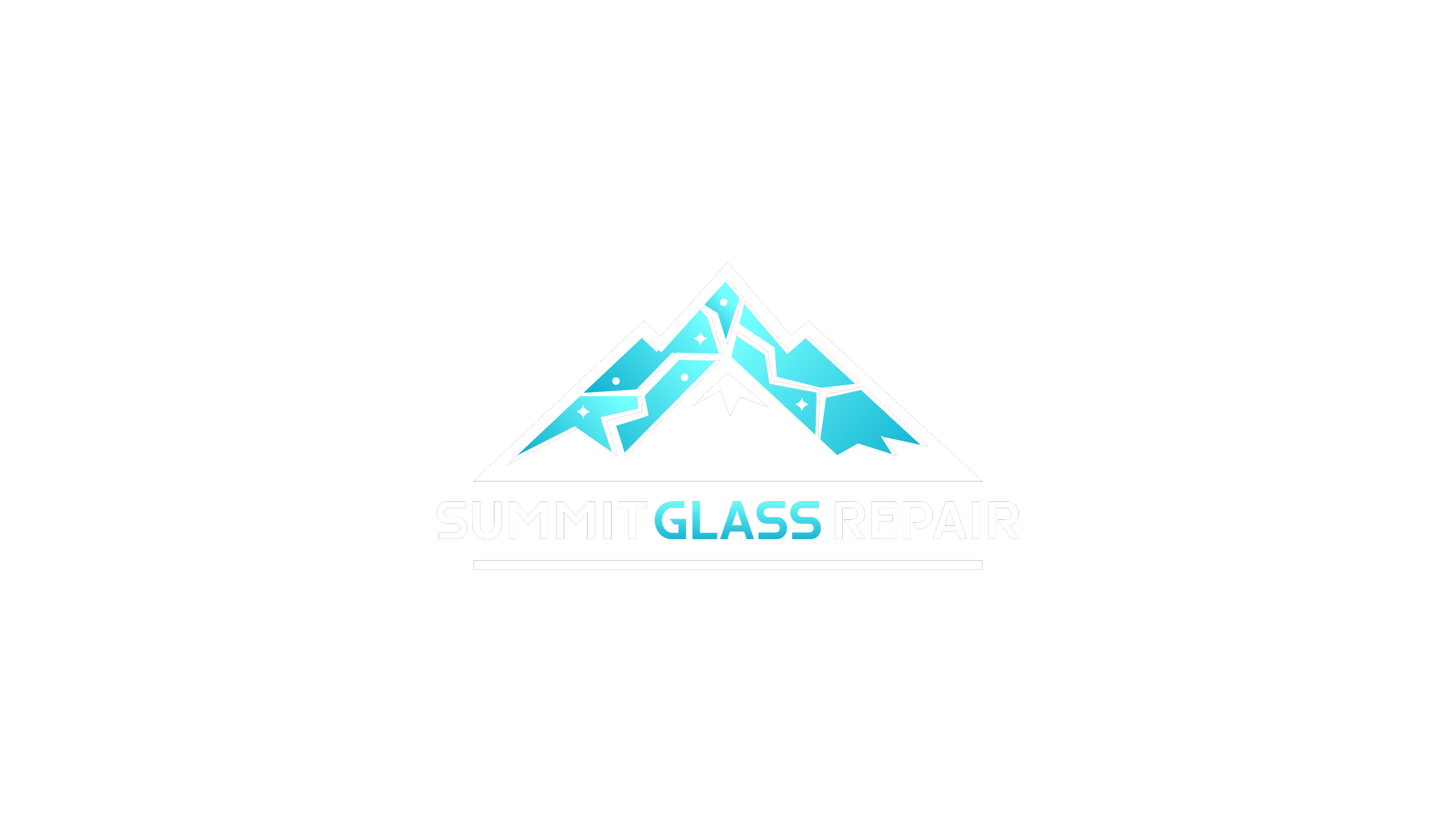 Logo for Summit Glass Repair featuring a stylized mountain with icy blue glass-like shards and text in black, white, and blue.