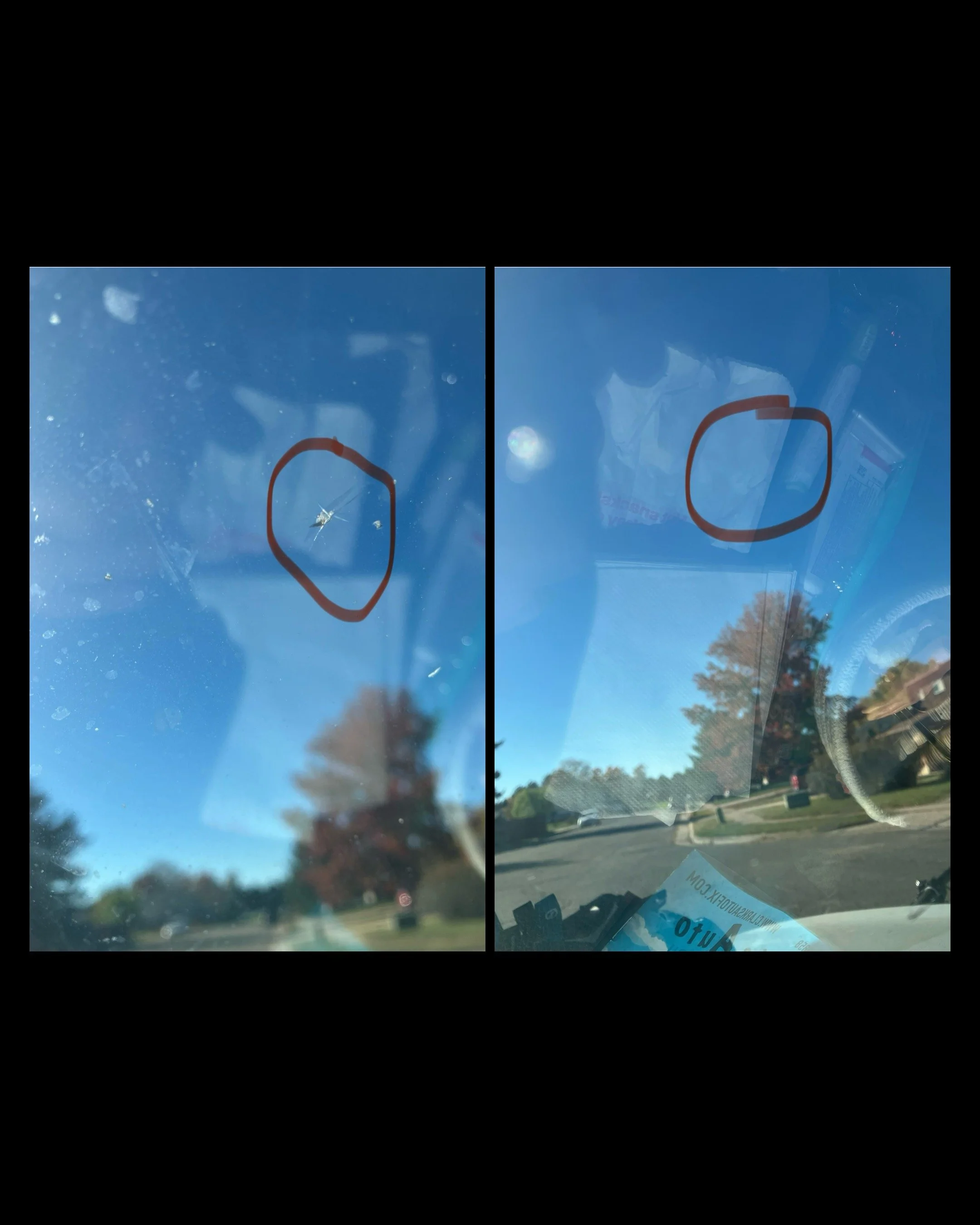 Before and after rock chip repair photos
