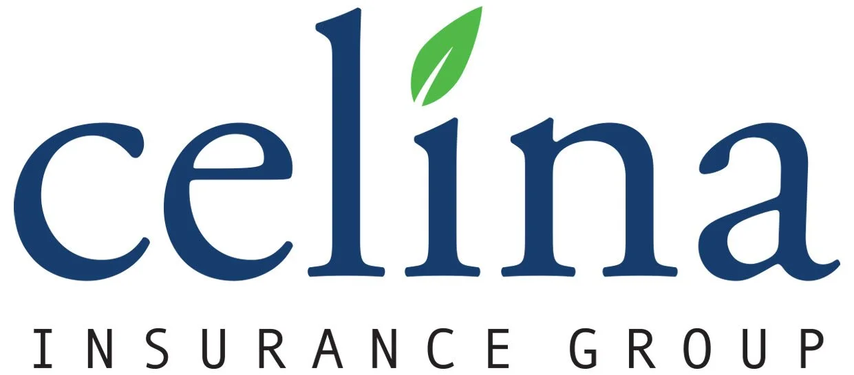 Logo of Celina Insurance Group with the company name in navy blue, a green leaf above the 'i' in 'celina'.