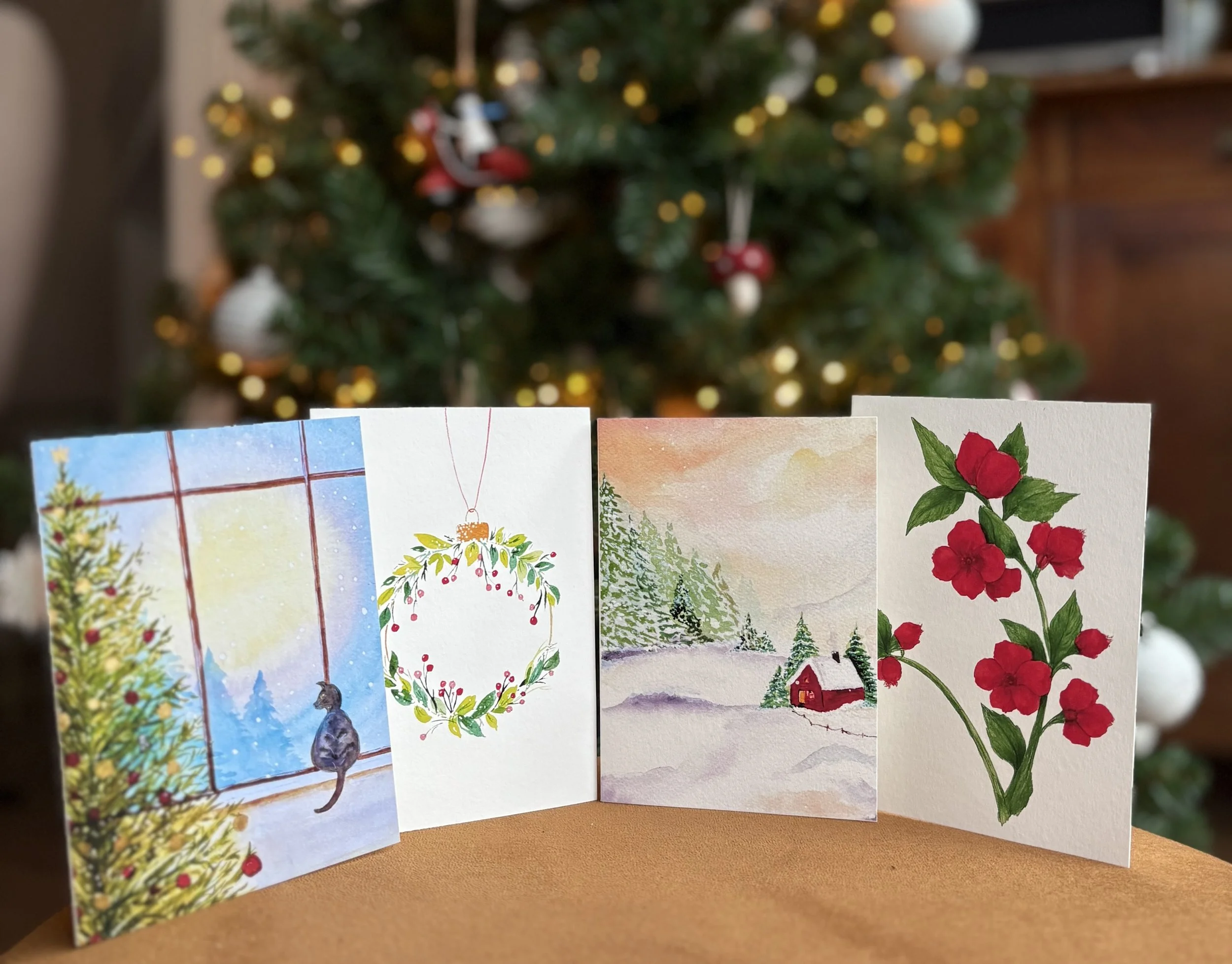 Kerstkaarten aquarel