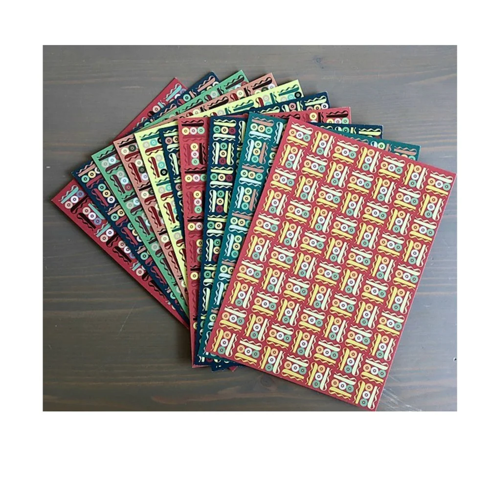 Box of ten postcards with 'Fanfare' design