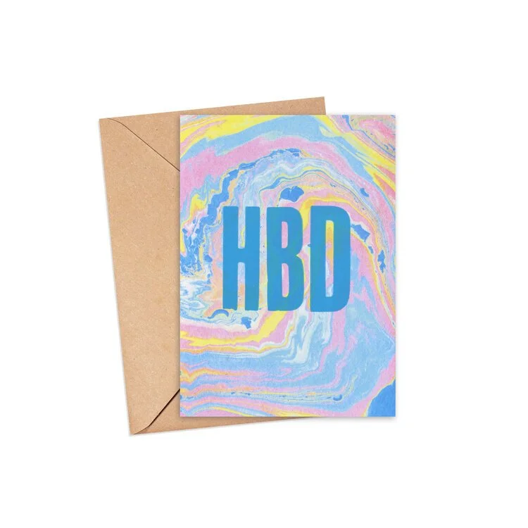 Marbled HBD - letterpress card
