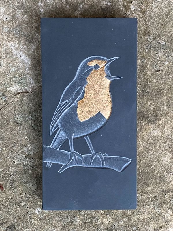 Robin on  Welsh slate by Louise Tiplady