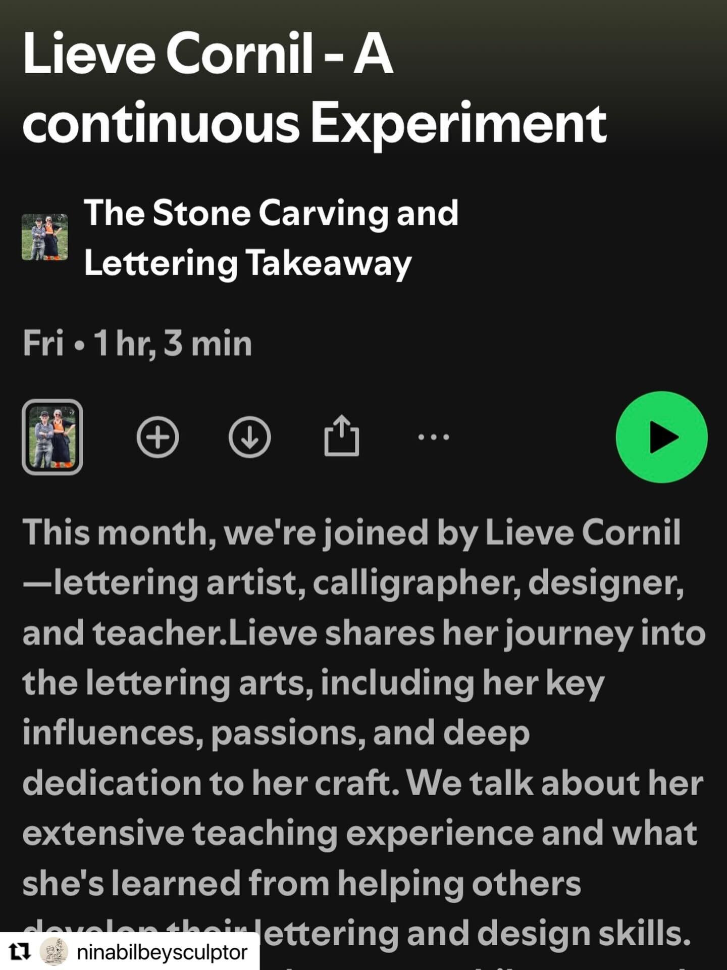 An interview with Lieve Cornil, renowned lettering artist, who is currently training two of our journeymen. @jroutledge.lettercutter and @guiletzenit @lievecornil.courses 

The Stone Carving and Lettering Takeaway podcast by @charlotticushowarth and 