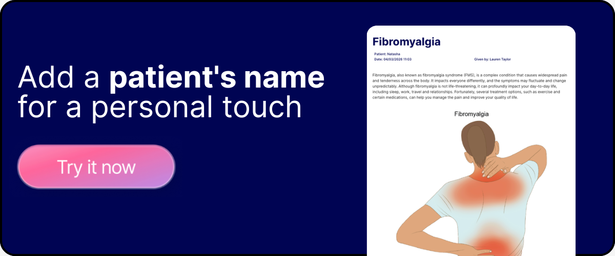 Handout graphic with a patient's name