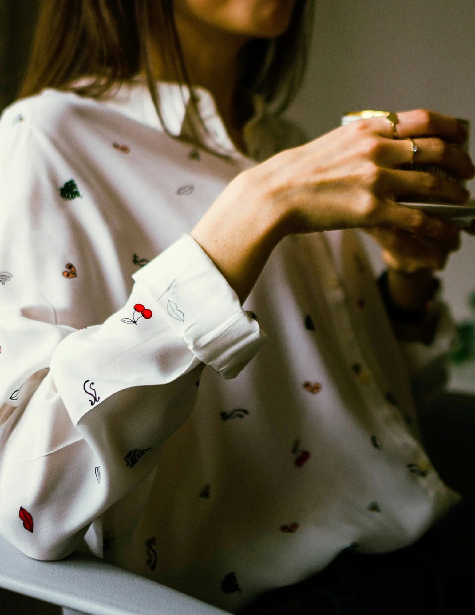 close up of a woman drinking tea