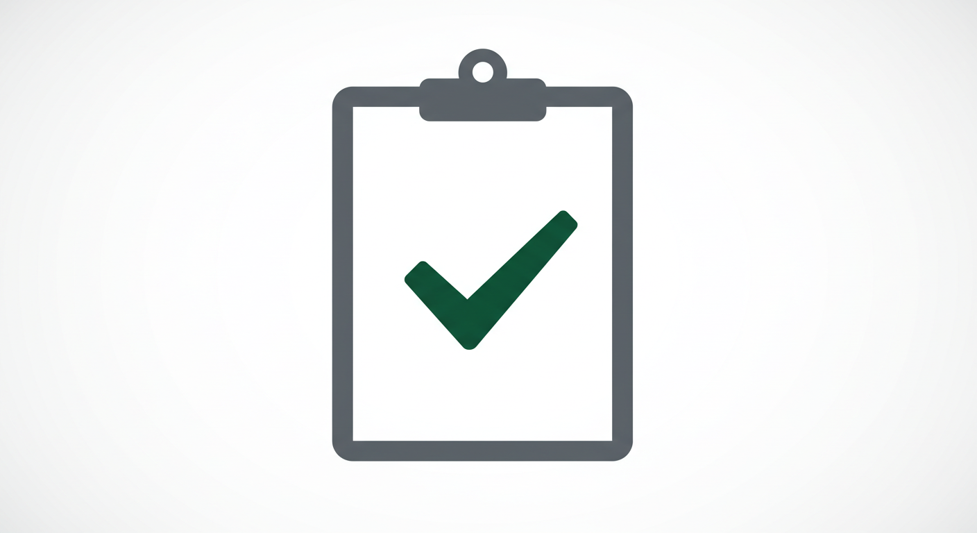 Icon of a clipboard with a green checkmark on it.