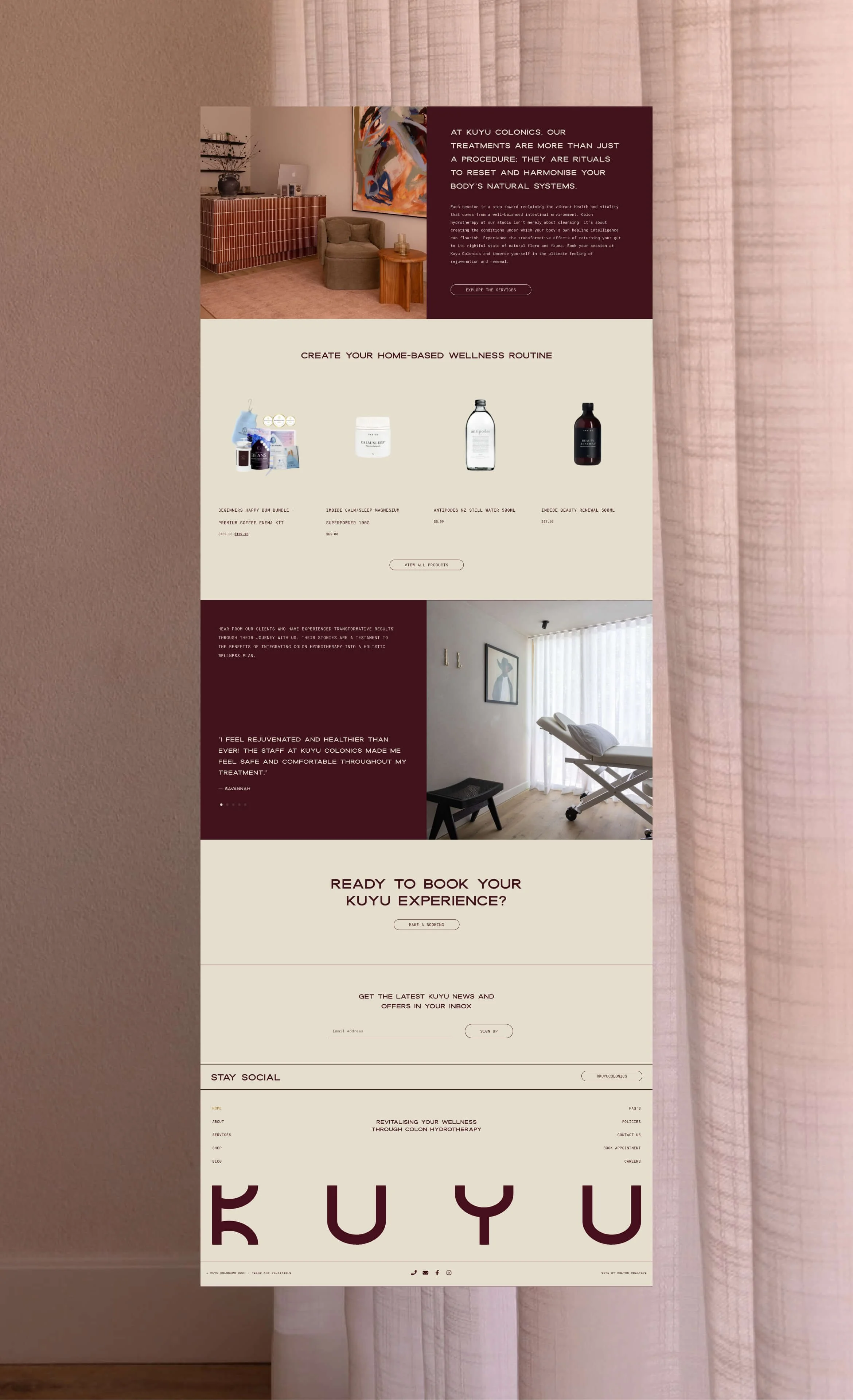 WordPress website design and development project for Kuyu Colonics by Melbourne based graphic designer Robyn Colton