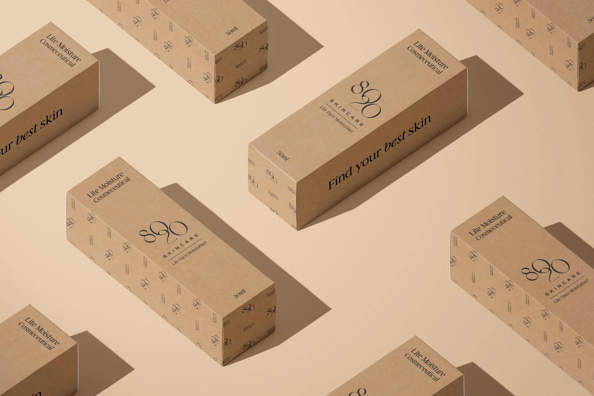 Packaging for Lite Moisture Cosmeceutical skincare products on a beige background.