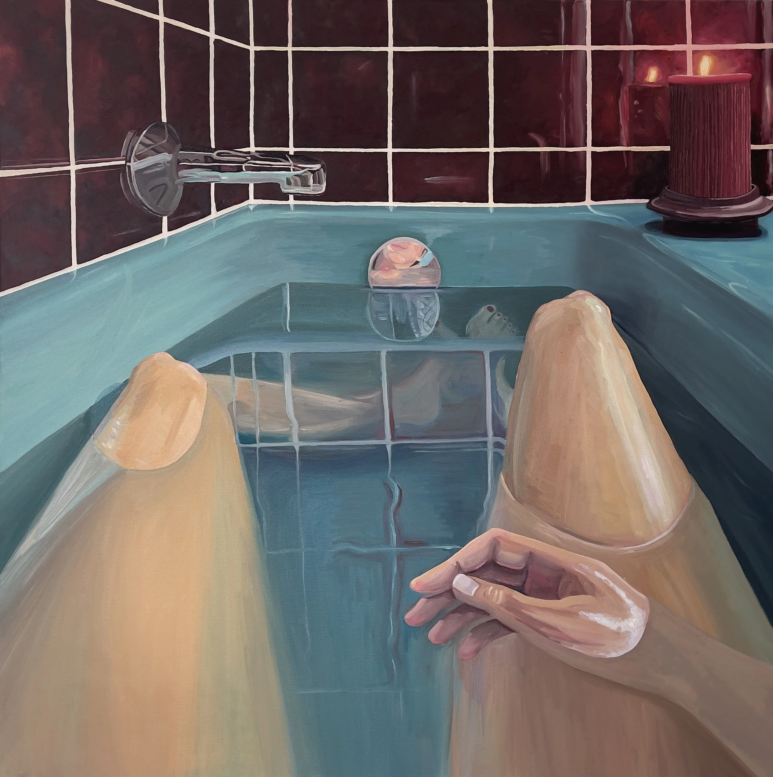 𝘉𝘭𝘶𝘦 𝘉𝘢𝘵𝘩, 2024, oil on canvas, 100 x 100 cm.