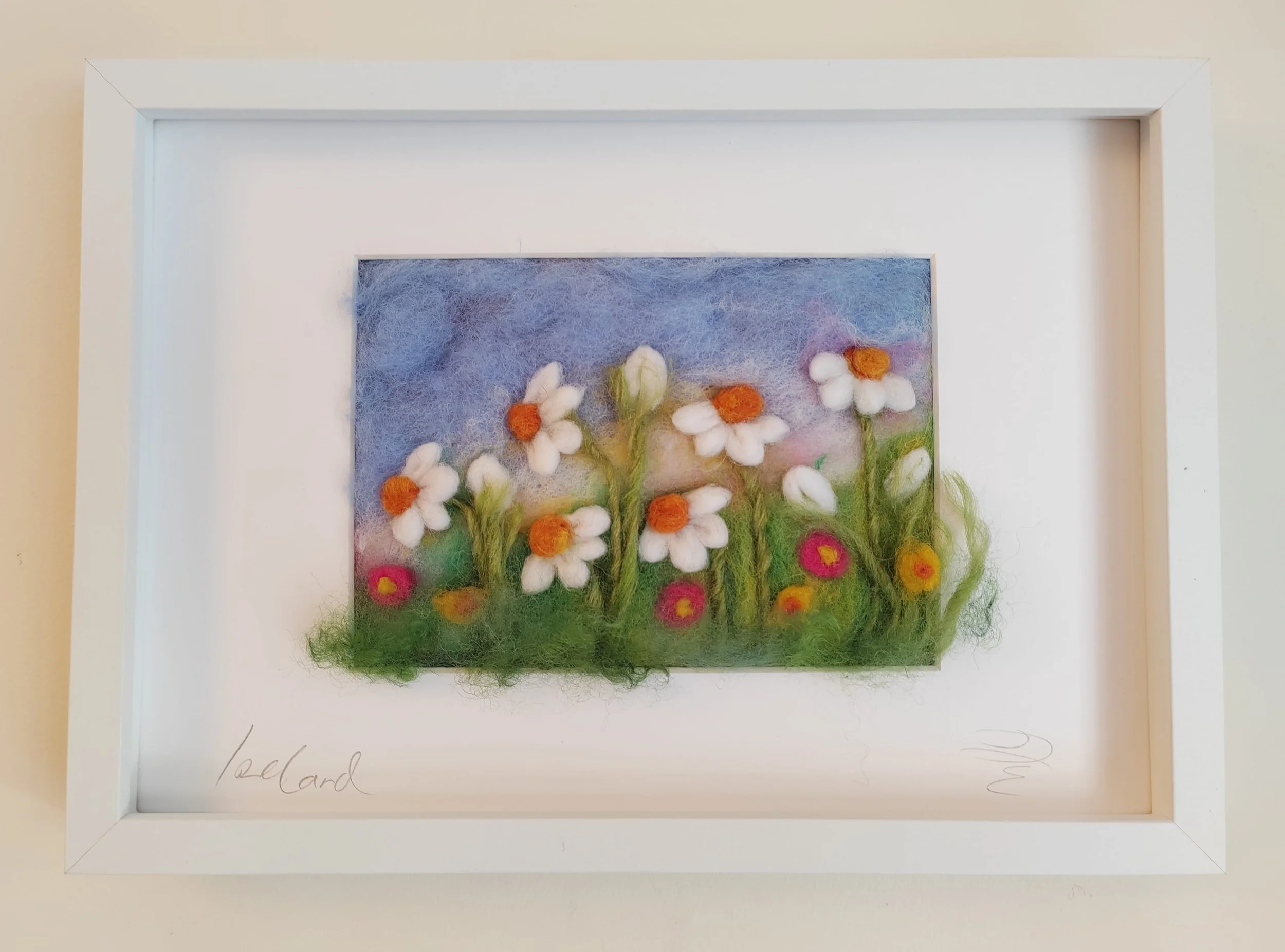 Daisies in an Irish Meadow - Felted Picture