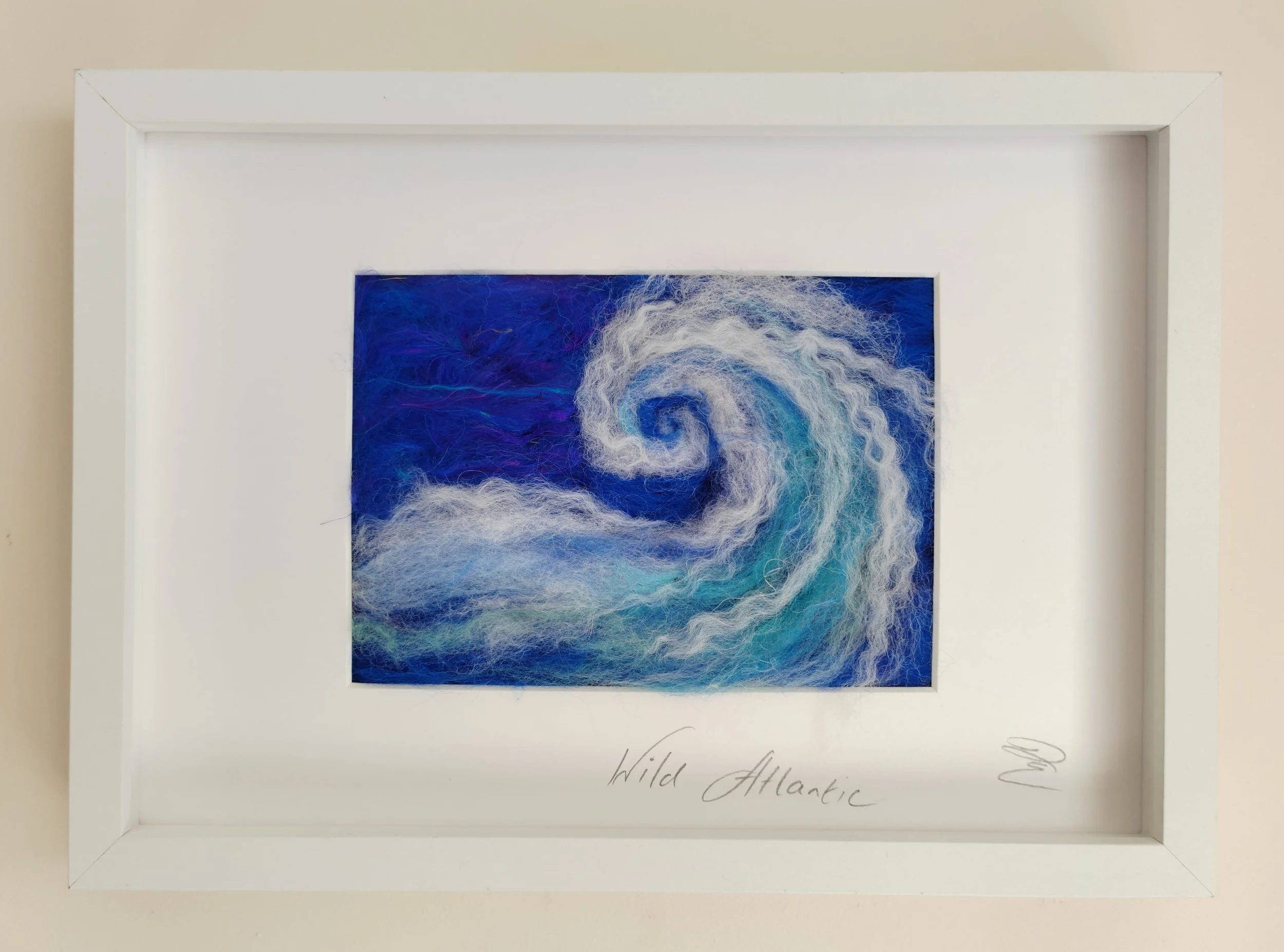 Wild Atlantic Wave Breaking to the Left – Felted Picture