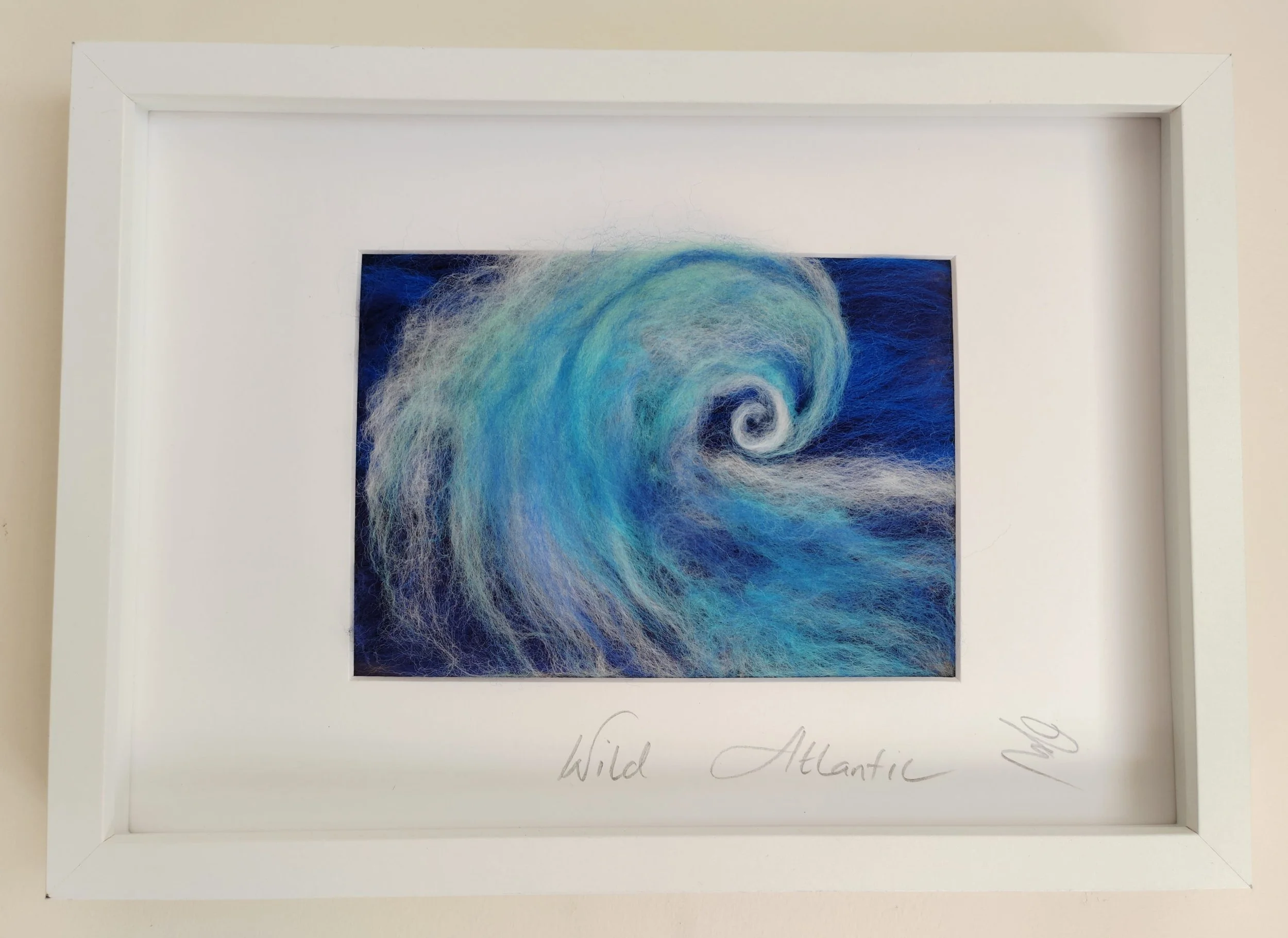 Wild Atlantic Wave Breaking to the Right – Felted Picture