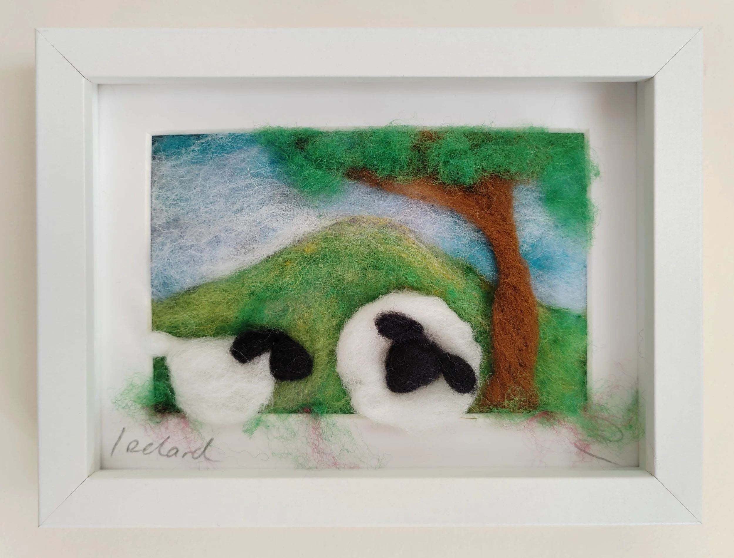 Sheep Roaming the Irish Countryside  - Felted Picture