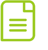 Icon of a green document or file with lines of text
