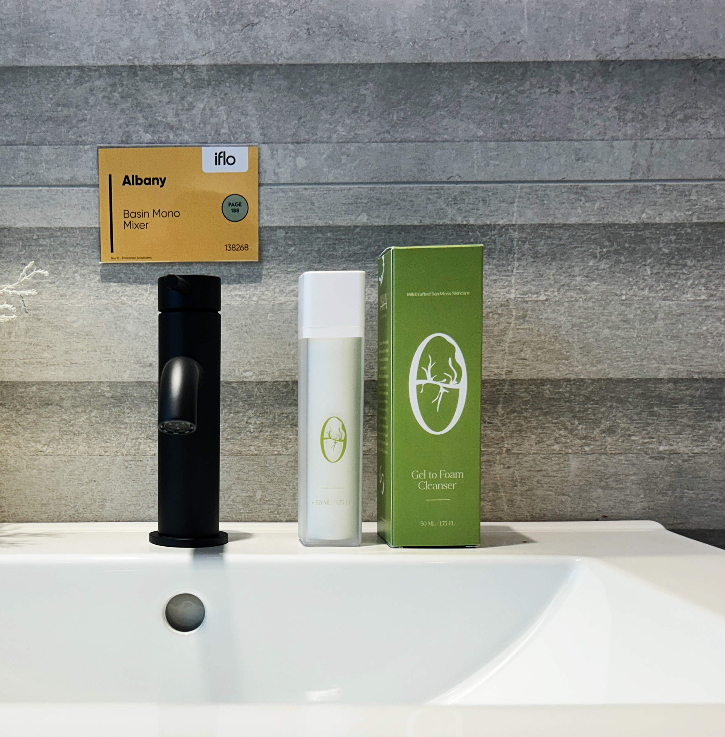 cleanser and packaging centre sink close up
