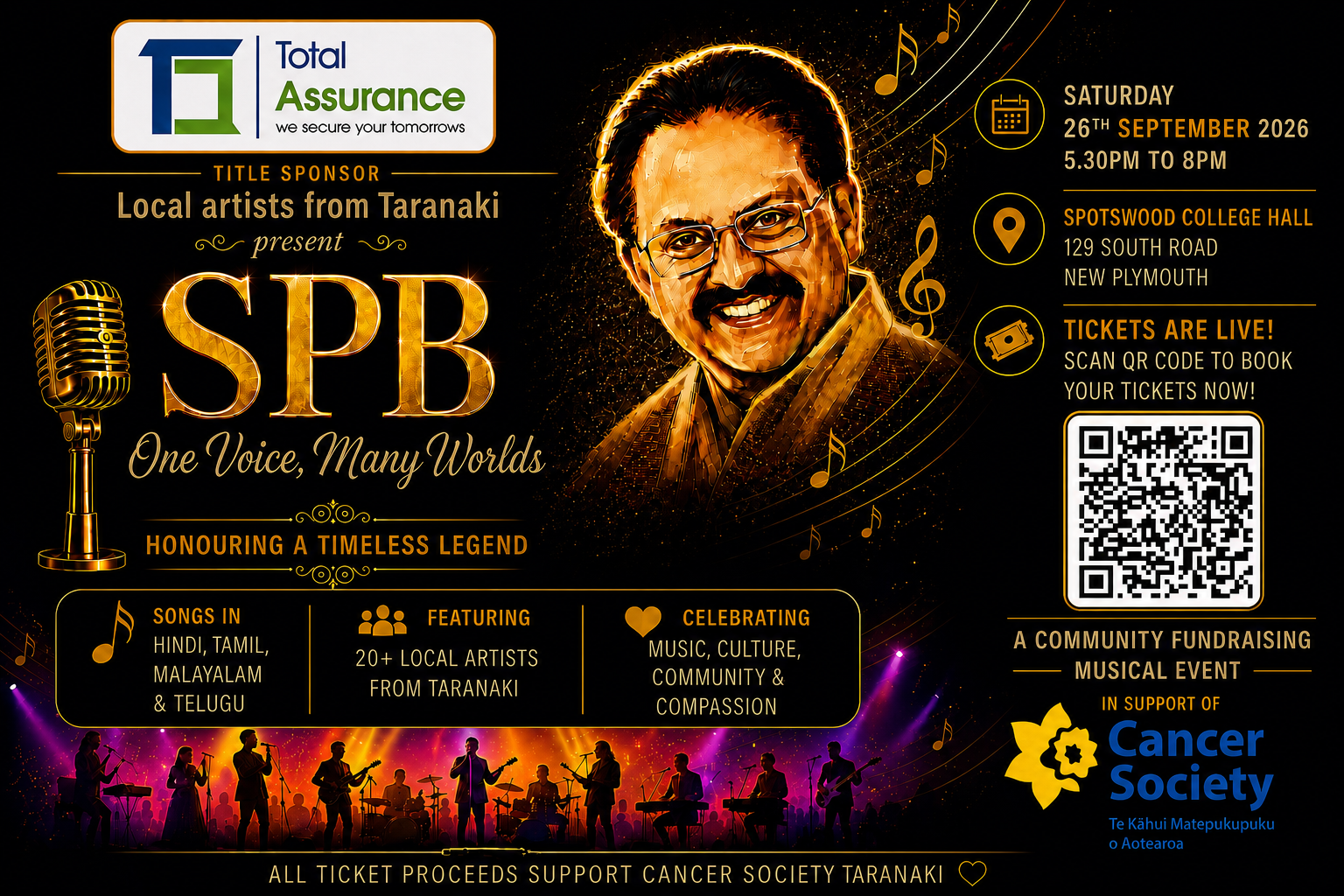 Local artists present songs in Hindi, Tamil, Malayalam and Telugu for the SPB tribute concert benefiting the Cancer Society of Taranaki