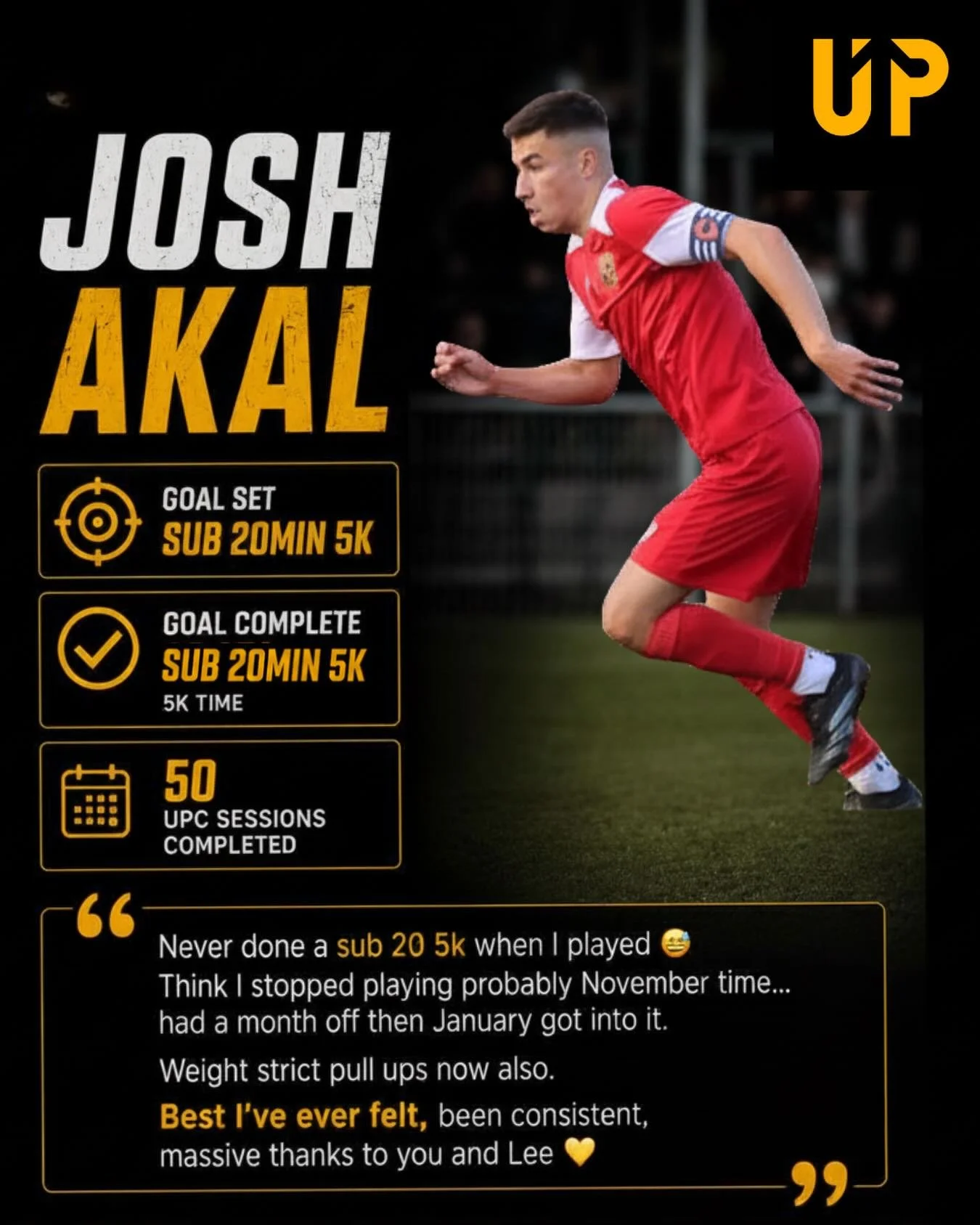 Massive well done to Josh 👏

50 UPC sessions completed and a goal ticked off.

🎯 Sub 20 Minute 5K

🏃 Runners&hellip;

Are you strength training alongside your running?

Are you exposing yourself to different intensities, not just steady miles?

Ov