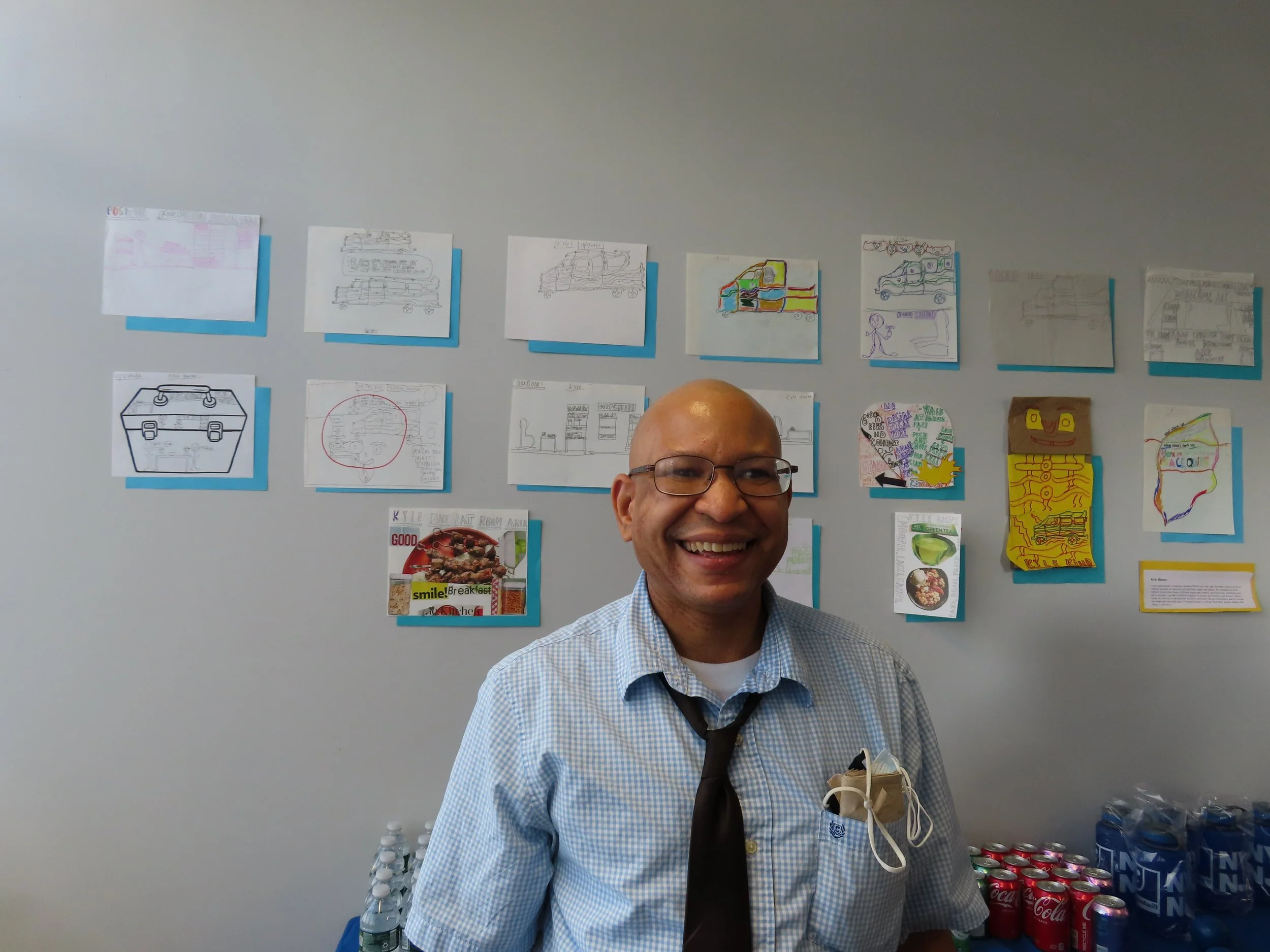 Kyle and his art.JPG