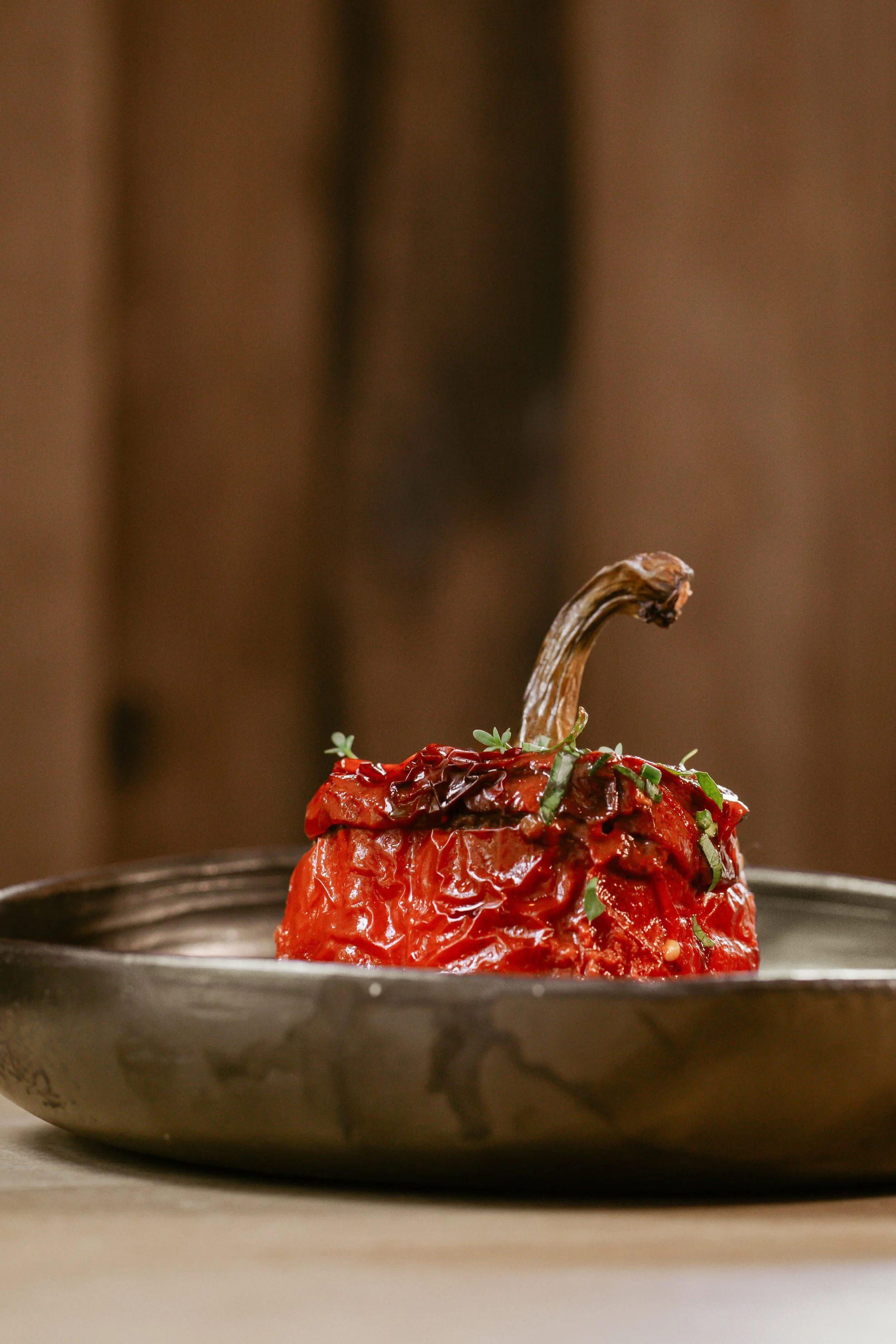 Geschmorte Paprika Mittagessen Chiemgau
