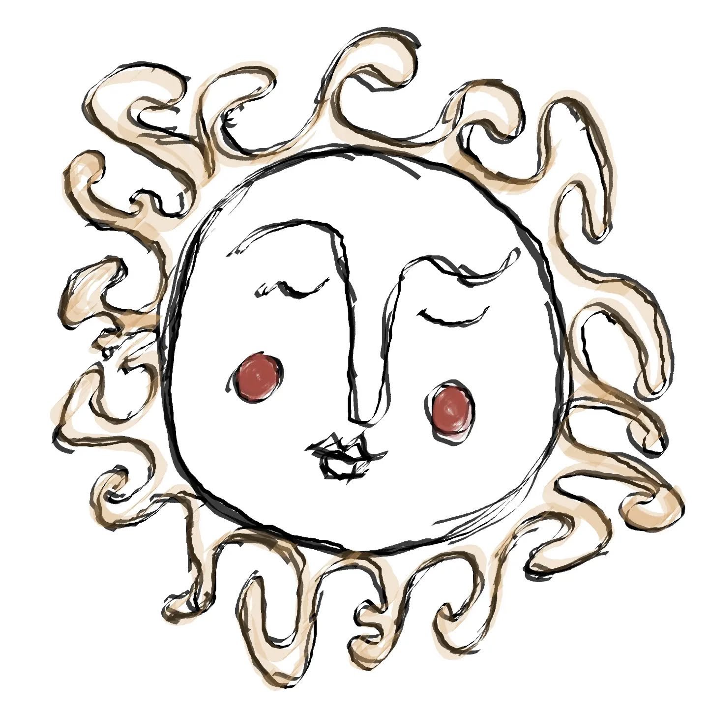 A little piece of sunshine, drawn by hand ☀️
I&rsquo;ve always loved the symbolism of the sun - warmth, life, energy, renewal. So I wanted to create my own little sun spirit, somewhere between celestial charm and a tarot card.
Still very much a work 
