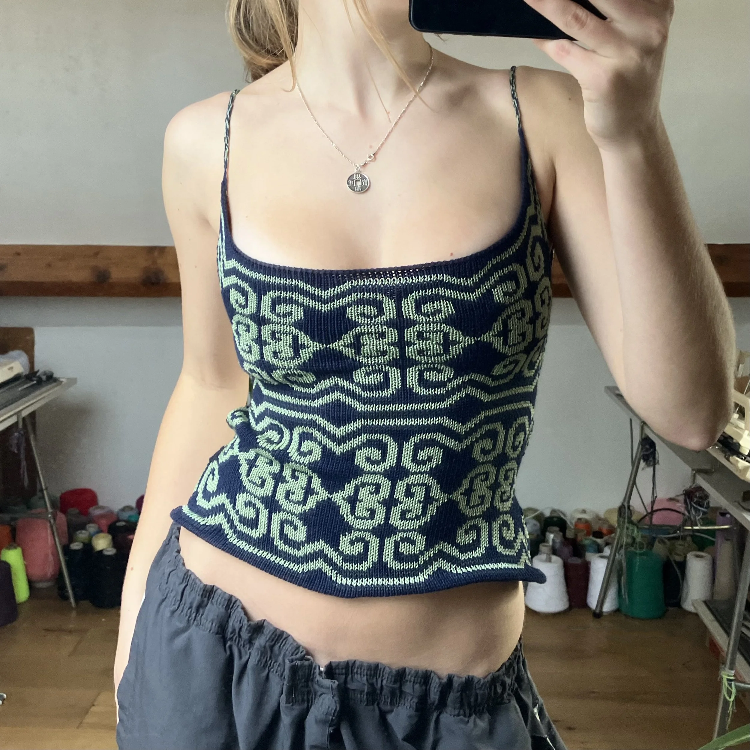 100% cotton knitted tank top bohemian style perfect for festivals and hippy outfits.