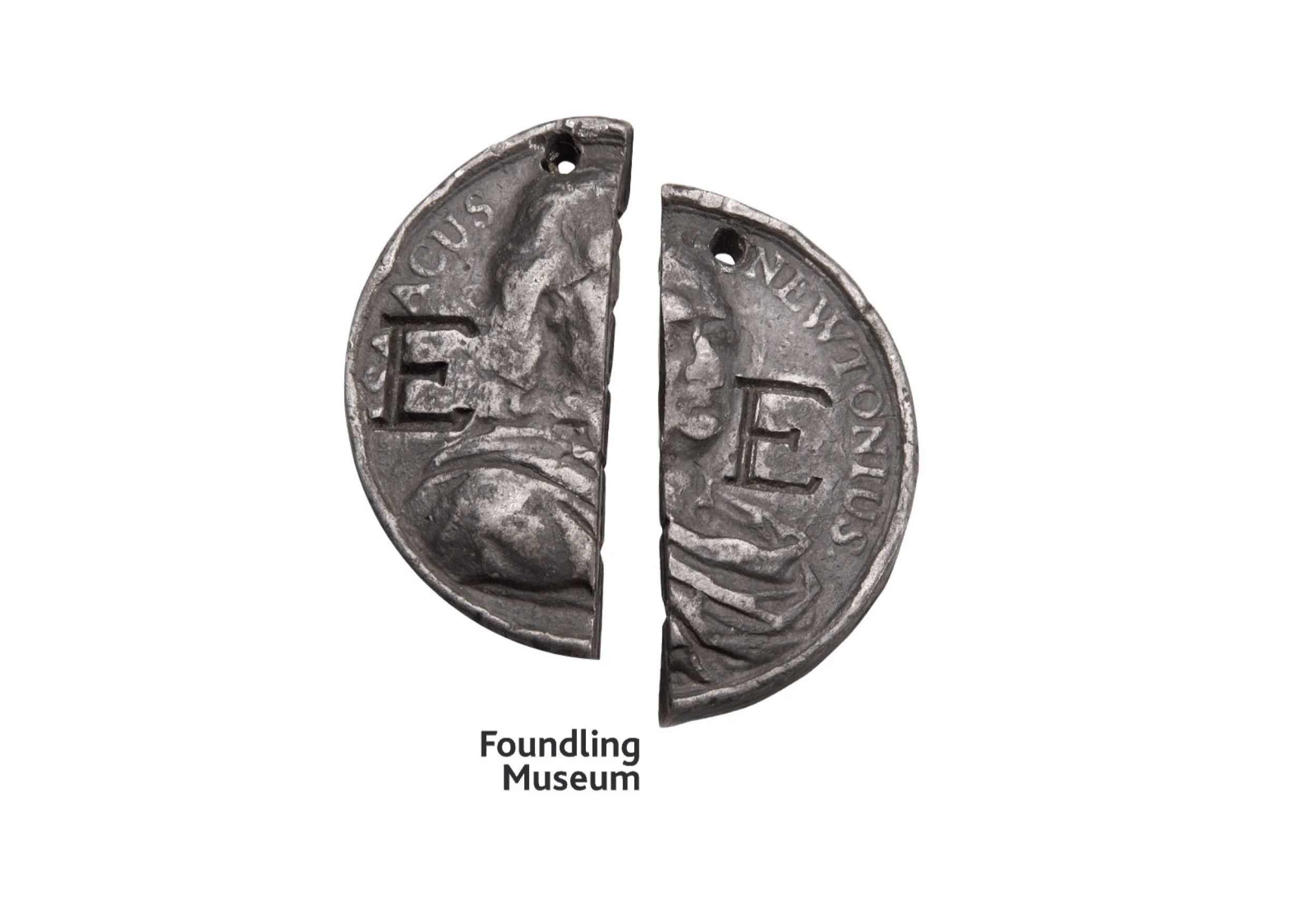 Image of a split coin that inspired the Foundling Museum identity.