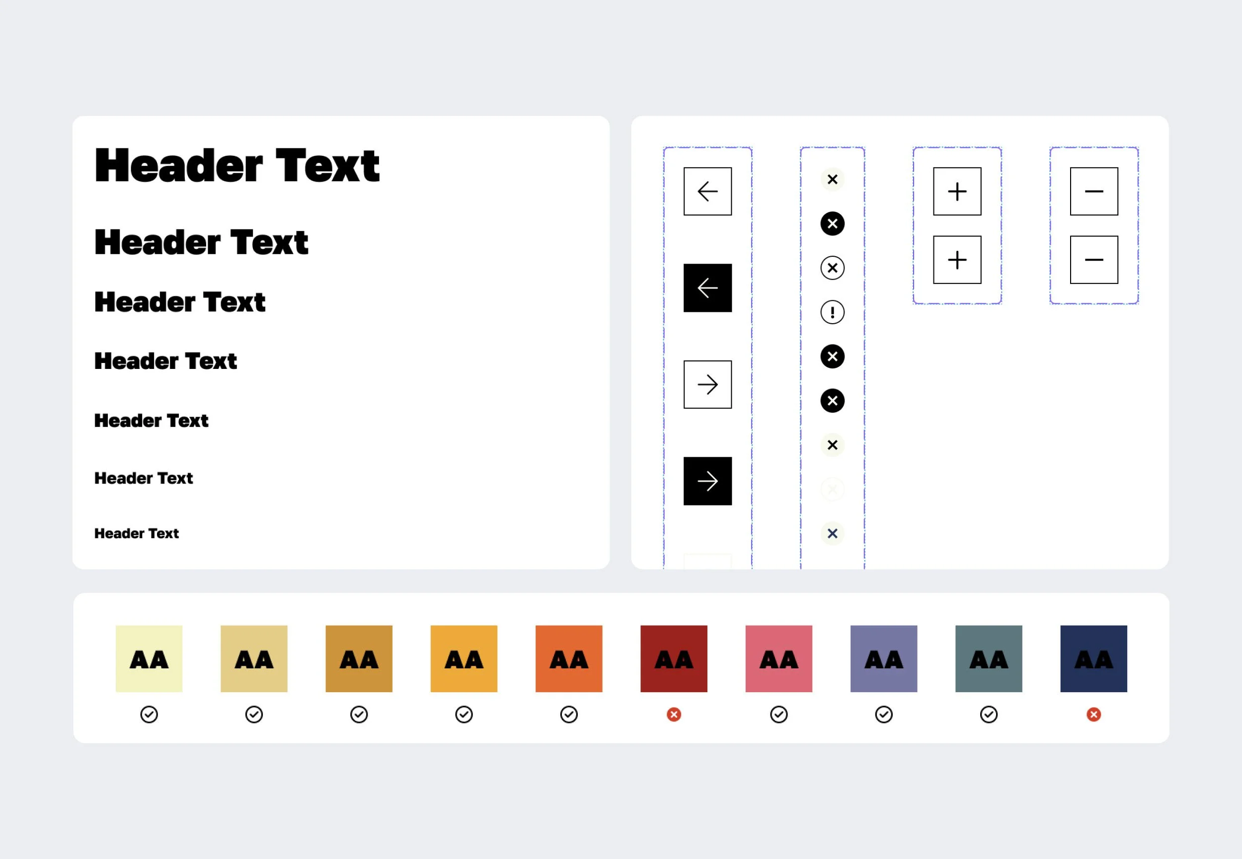 Visual of style guide for hand-over to development.