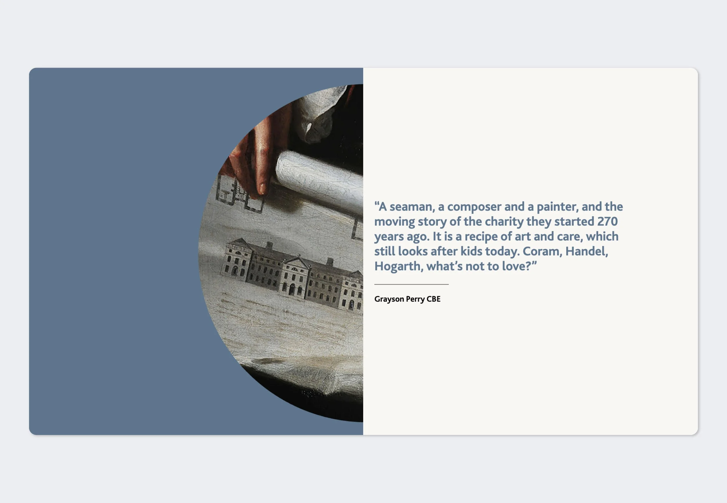 Visual of a quote block on the Foundling Museum website.