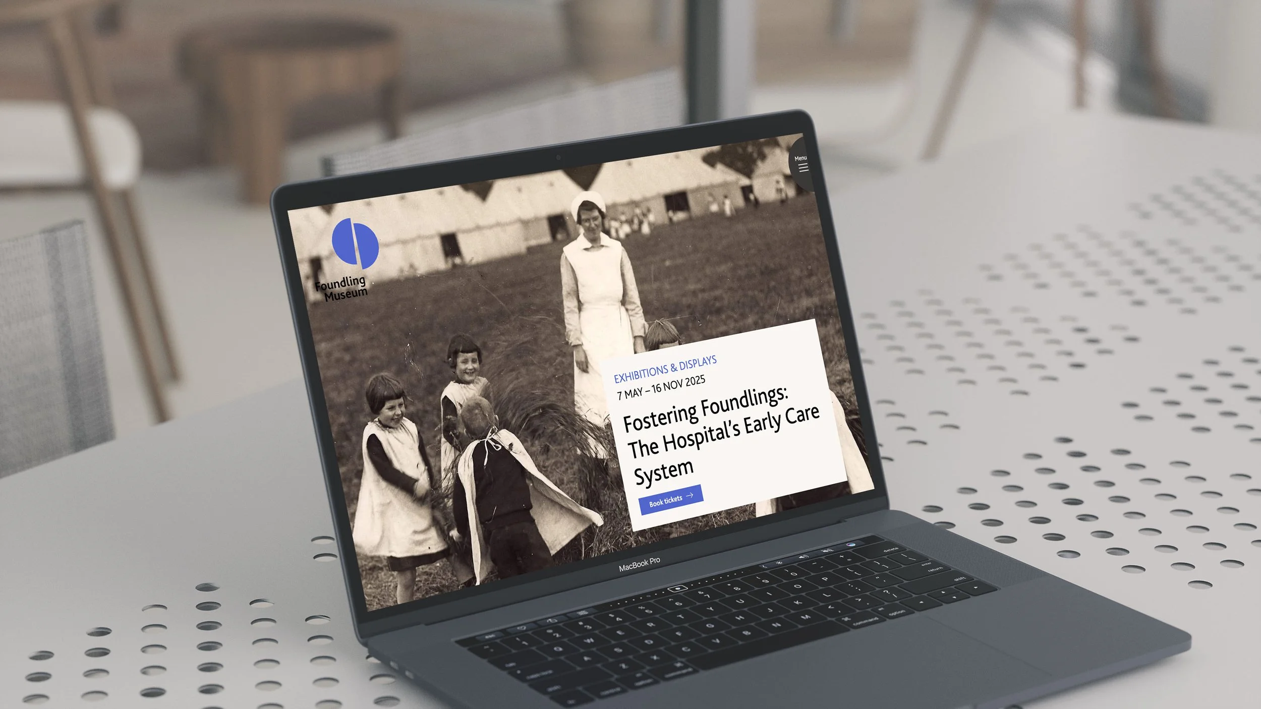 Image of laptop screen displaying Foundling Museum event page.