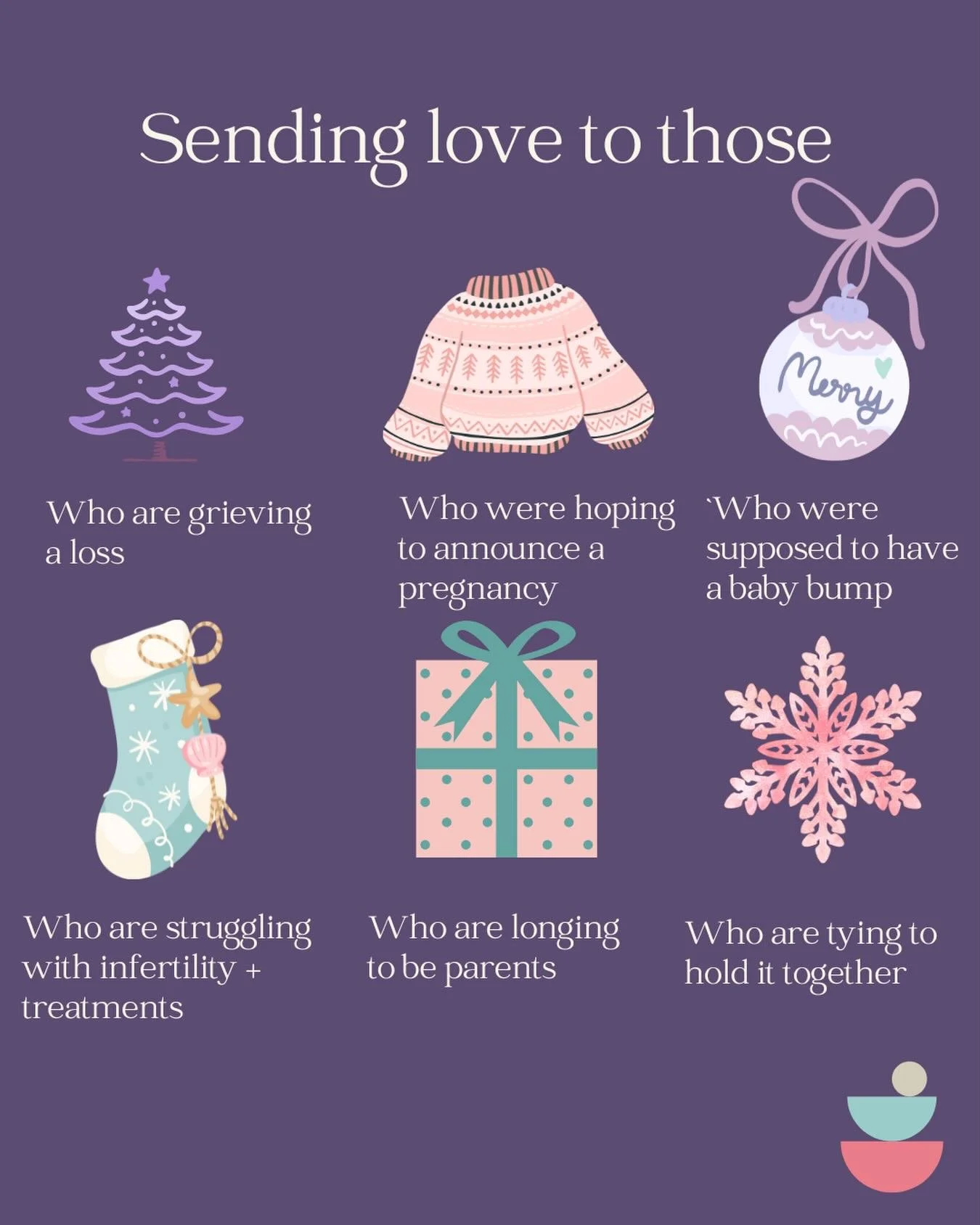 Christmas can bring up all kind of emotions. 
Sending love to everyone who might be struggling in December. 

#fertilitysupport #tryingtoconceive #emotionalwellbeing💜 #ttccommunitysupport #fertilitysupporttrained #pregnancylossawareness