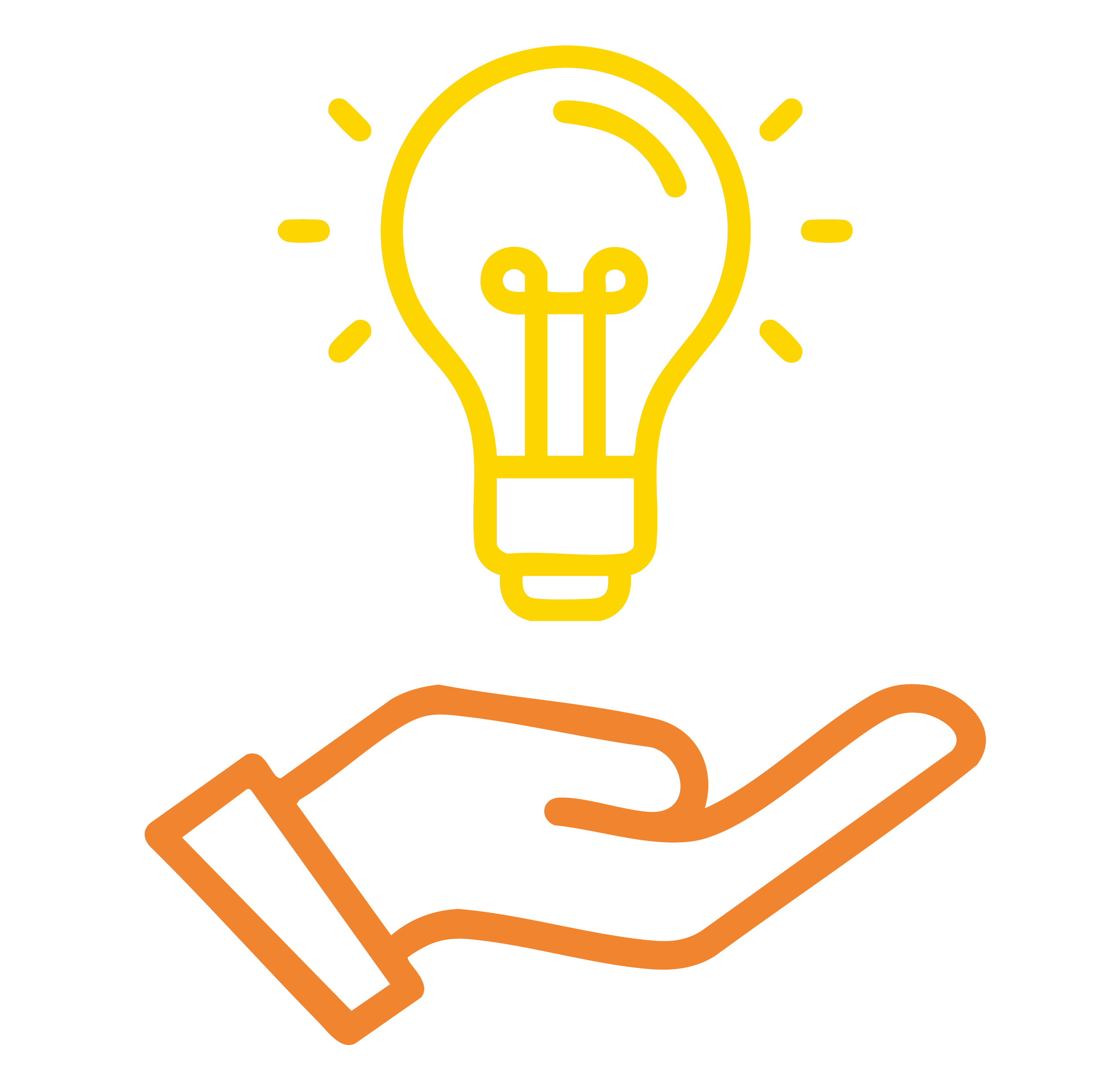 Outline of a hand holding a light bulb