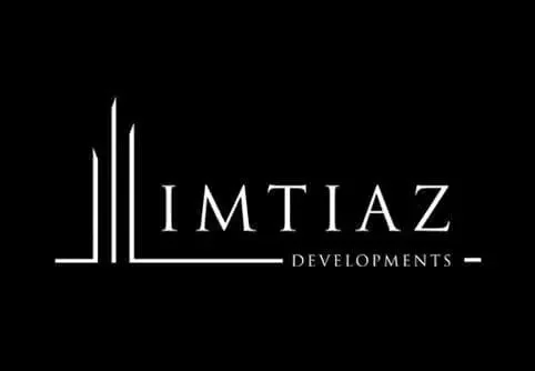 Logo of IMTIAZ Developments with stylized lines and text on a black background.