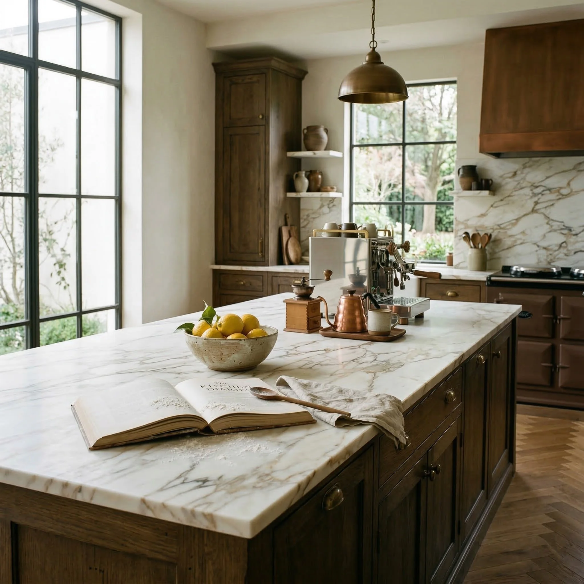 Calacatta Gold marble kitchen island natural stone countertop Chicago